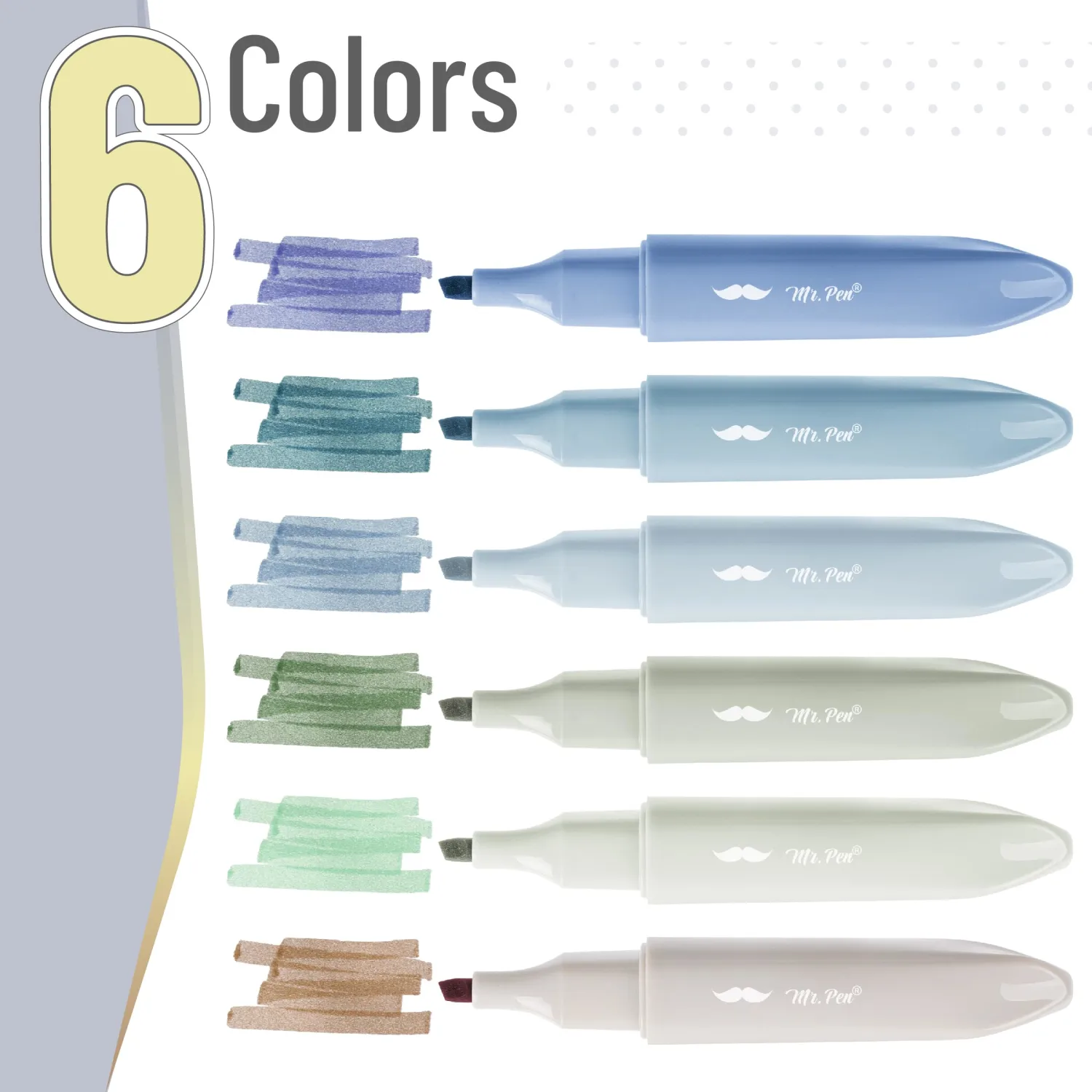 Mr. Pen- Aesthetic Highlighters, 6 Pack, Chisel Tip, Highlighters Assorted Colors, Bible Highlighters and Pens No Bleed, Cute Highlighters, No Bleed Highlighters for Bible Pages No Bleed
