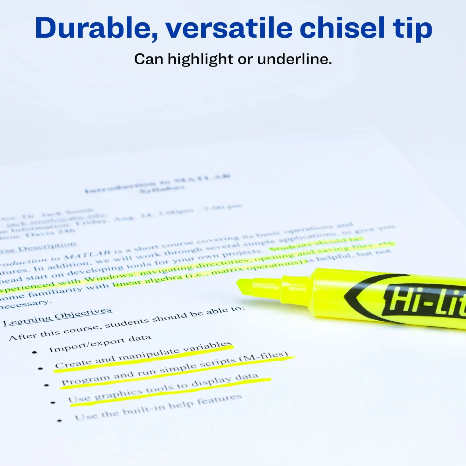 AVERY Hi-Liter Desk-Style Highlighters, Smear Safe Ink, Chisel Tip, 2 Yellow Highlighters (24081)