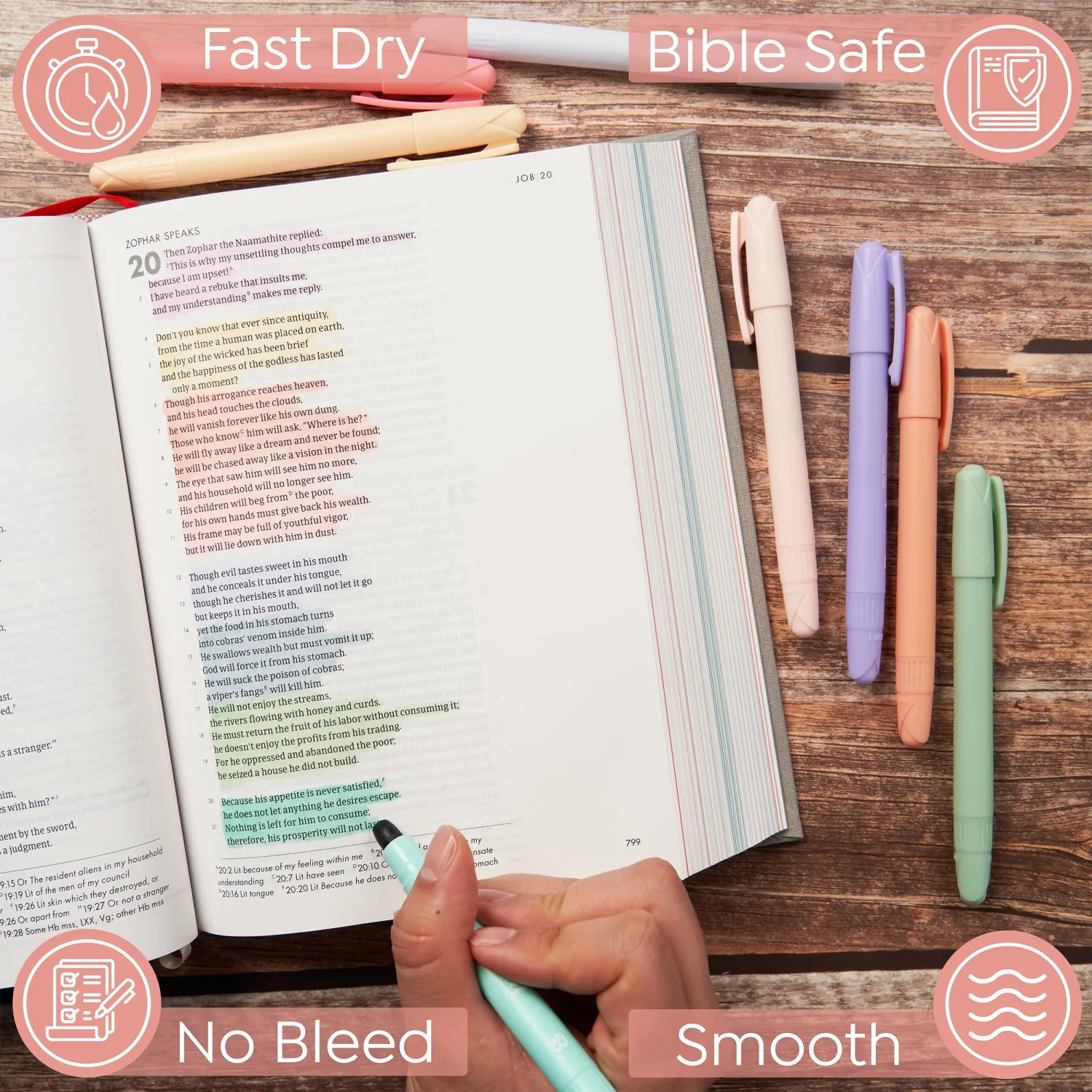 BLIEVE - Gel Highlighters, No Bleed, Cute Bible Journaling School Supplies, 8 Pack Assorted Colors, Study Gel Highlighters Set And Bible Accessories (Coral Reef)