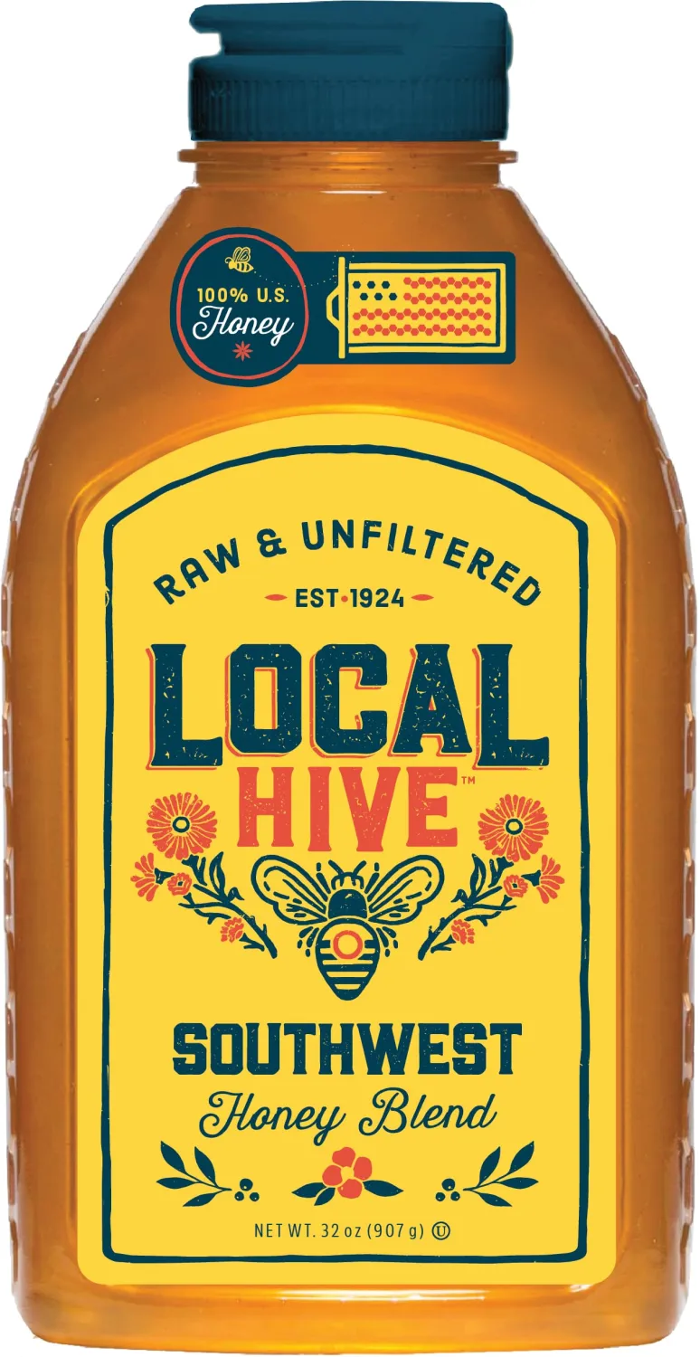 Local Hive Southwest Raw Unfiltered Honey – 32oz, 100% Pure US Honey, Sourced from American Bees and Beekeepers - Natural Sweetener, Ideal for Tea, Baking, and Cooking