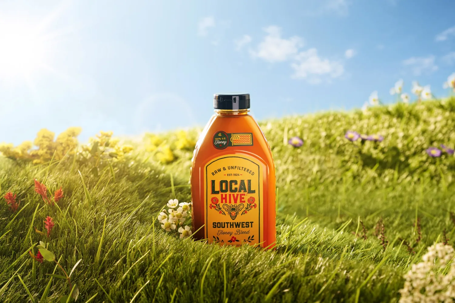 Local Hive Southwest Raw Unfiltered Honey – 32oz, 100% Pure US Honey, Sourced from American Bees and Beekeepers - Natural Sweetener, Ideal for Tea, Baking, and Cooking