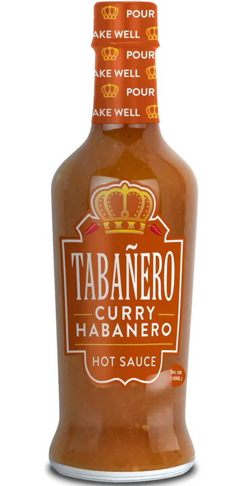 Curry Habanero Hot Sauce by Tabañero, Gourmet Hot Sauce, Hot Sauce Gifts, All Natural, Gluten Free, Vegan, Kosher, Made in the USA, 5 oz. Bottle