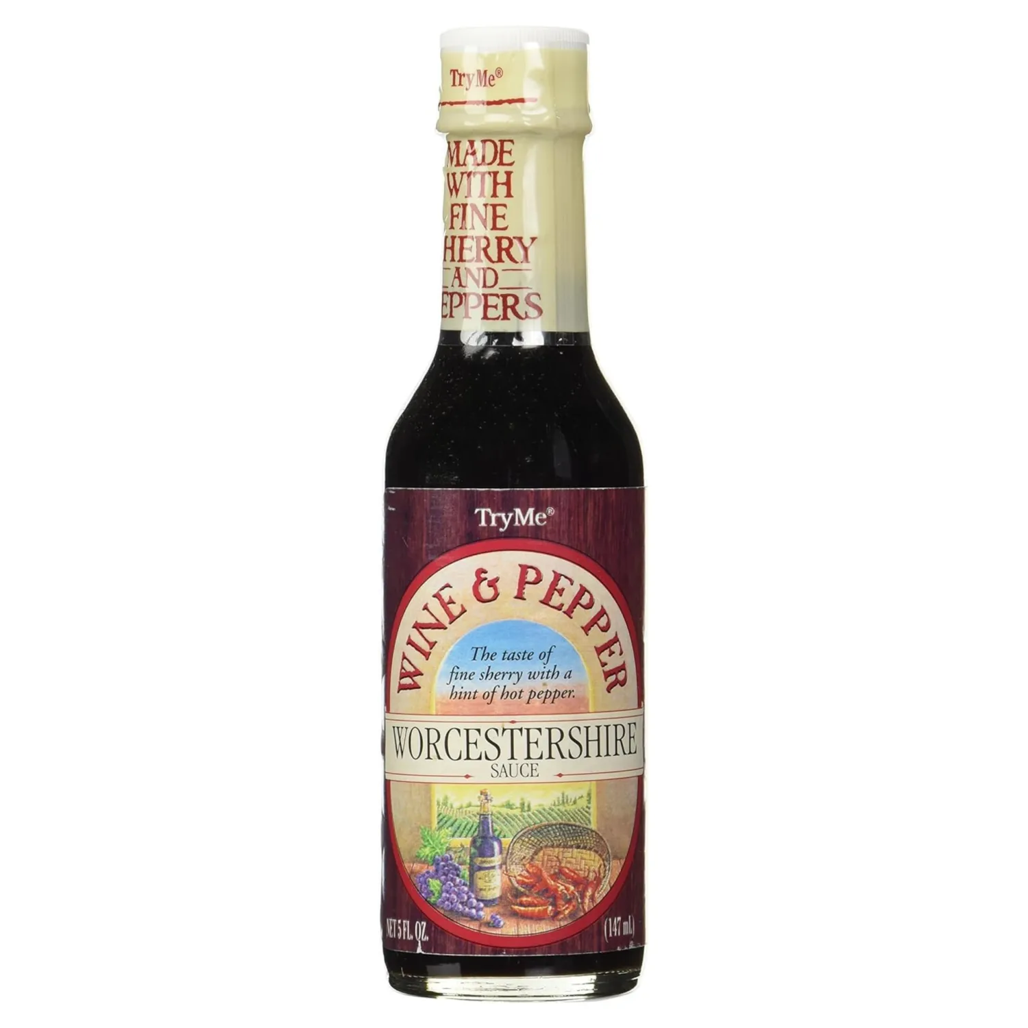 Try Me Wine and Pepper Worcestershire Sauce, 5oz Bottle (Pack of 1)