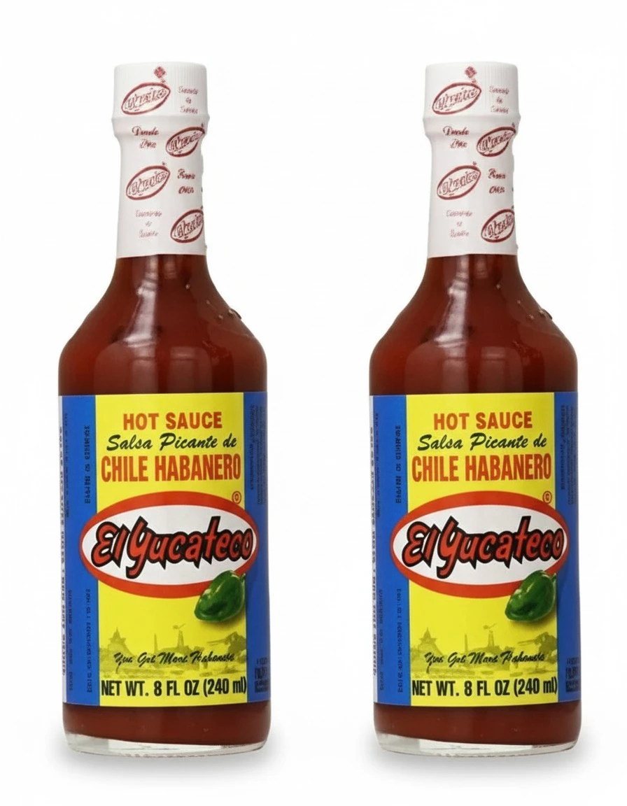 El Yucateco Chile Habanero Hot Sauce Bottle Red, 8 Ounce (Pack of 2)