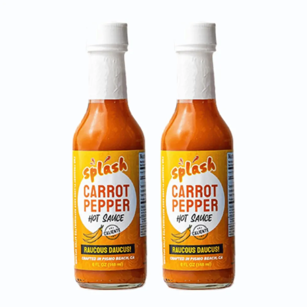 Splash Café Carrot Pepper Hot Sauce - 5 Oz Bottle of Hot Sauce - Gourmet Hot Sauce - Best Hot Sauce for Fish and Seafood, Chicken, Pork, and Beef - Goes Great on Eggs (2)