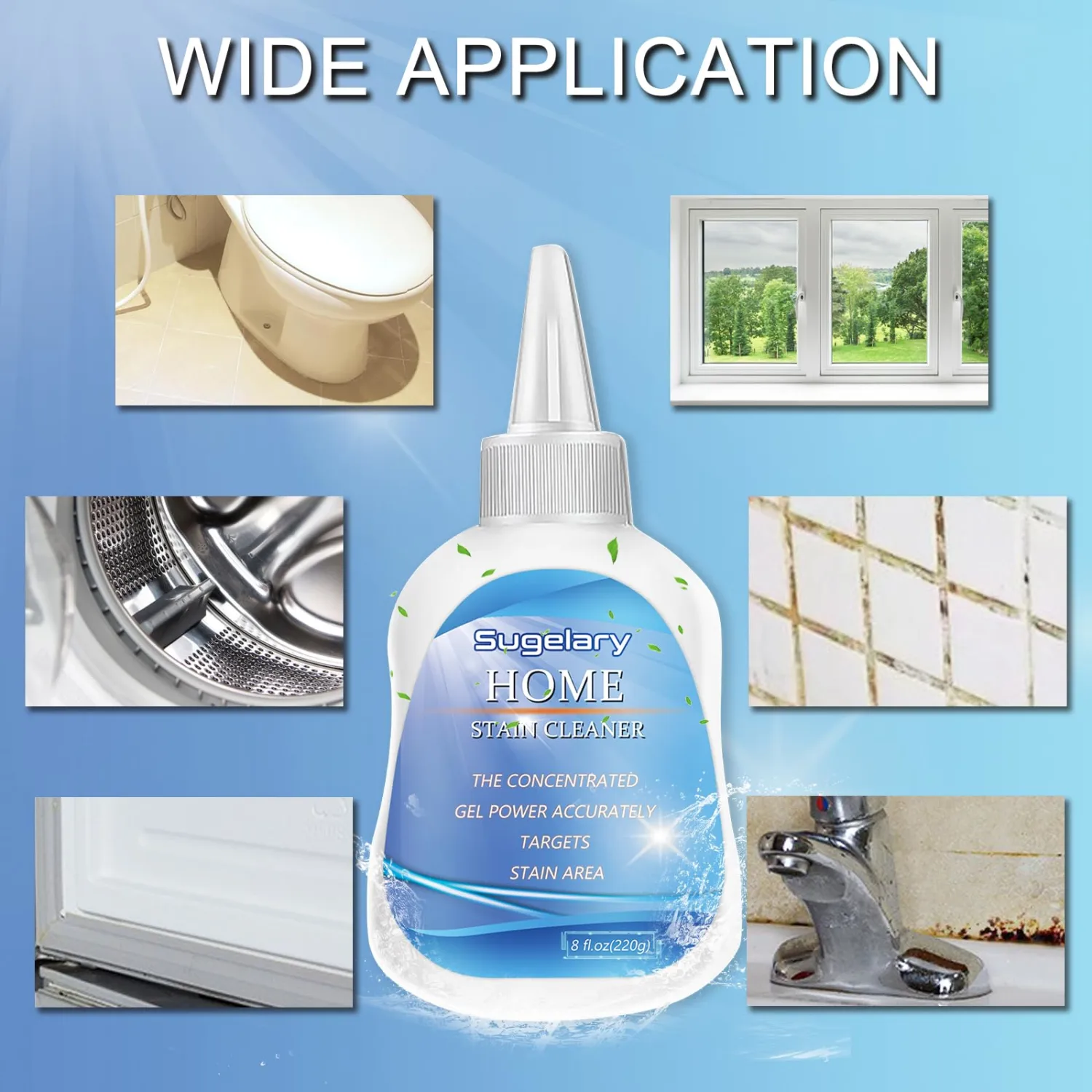 Sugelary 8Fl.oz Household Cleaner Gel for Washing Machine, Refrigerator Strips, Grout Cleaner Gel for Home Sink with Brush