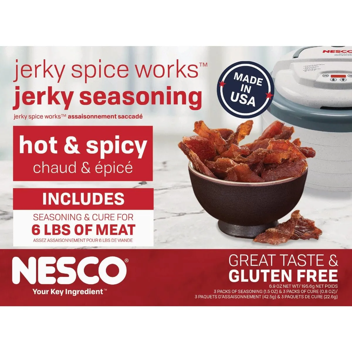 Nesco BJH-3, Jerky Spice Works, Hot-N-Spicy Flavor, 3Count, Green, 6.9 Ounce (Pack of 1), (BJH-6)
