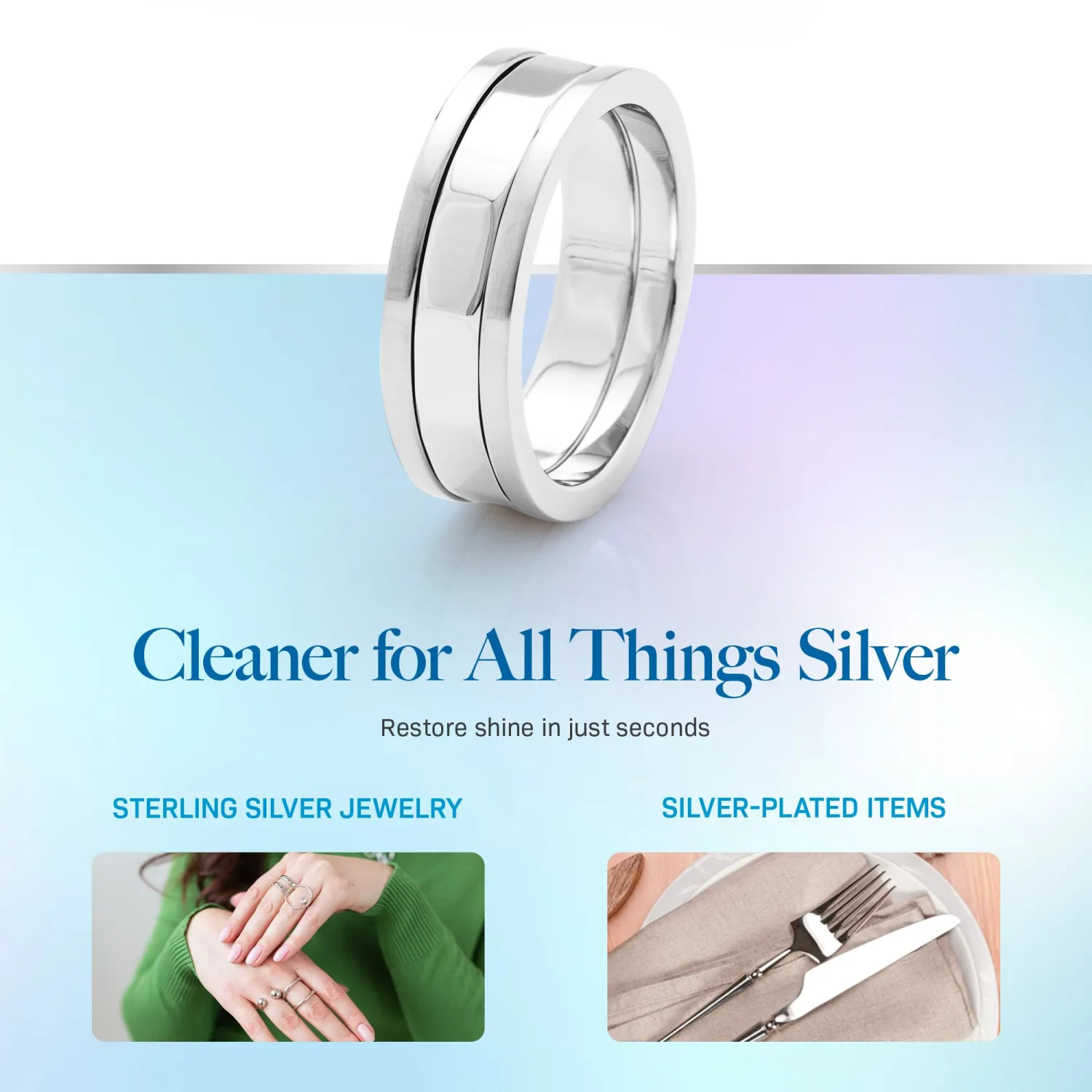 Hagerty Silver Cleaner and Tarnish Remover for Silver Jewelry, Dipping Basket Included - Great for Sterling Silver and Silver Plate, Kosher Certified, Made in The USA, 7oz