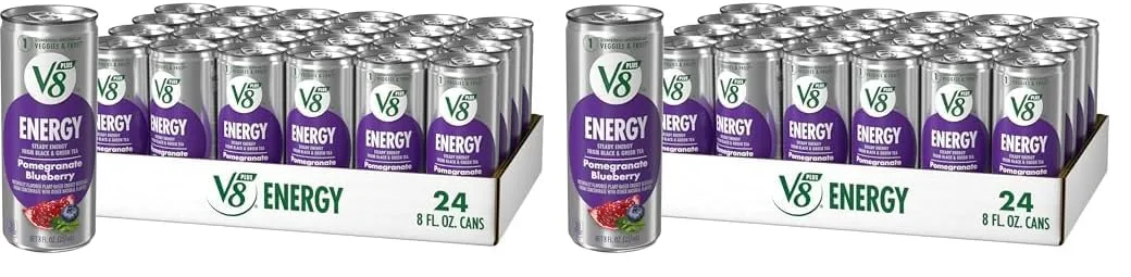 V8 +Energy Pomegranate Blueberry Juice Energy Drink, 8 fl oz Can (Pack of 48)
