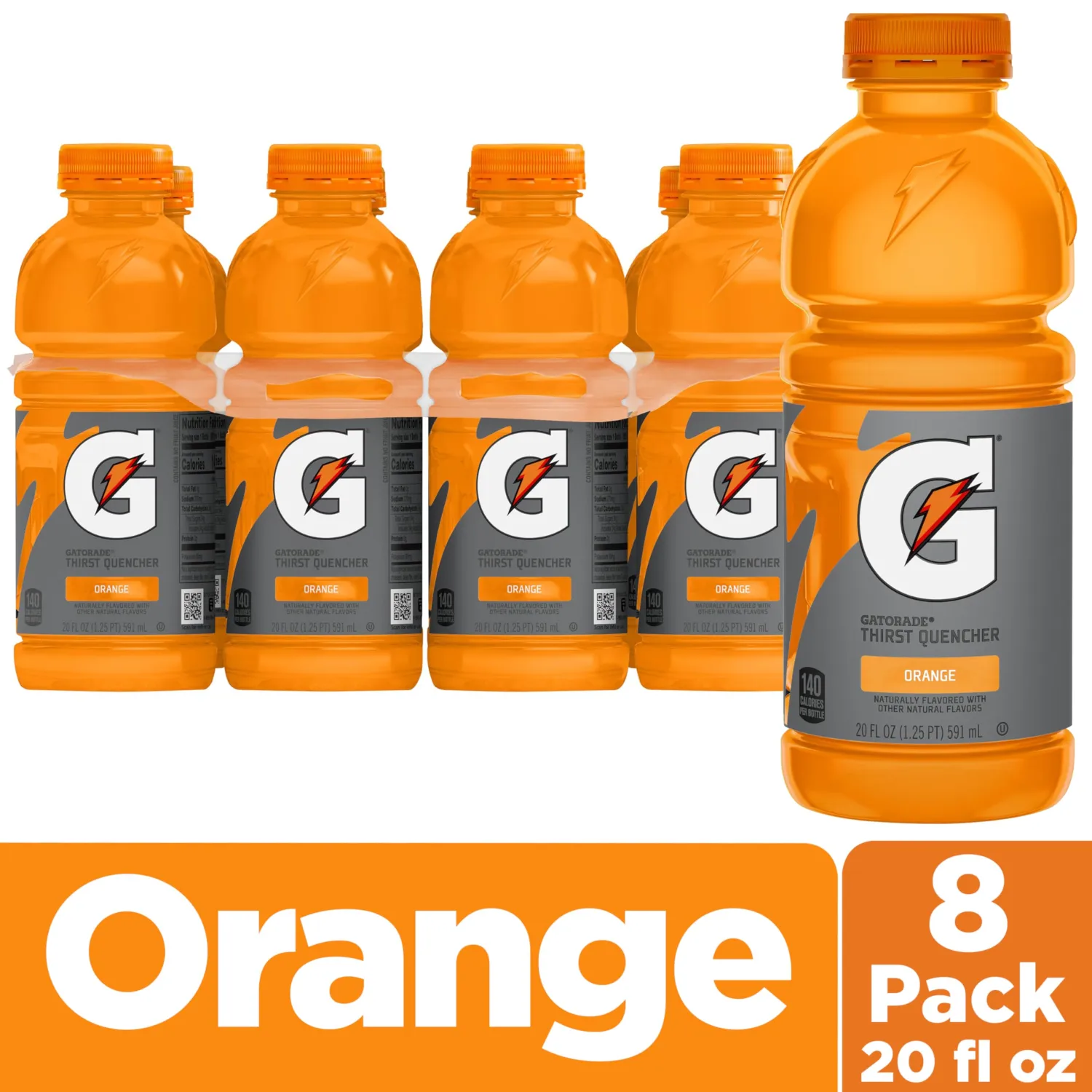 Gatorade Thirst Quencher, Orange, 20 Fl Oz Bottles, 8 Pack