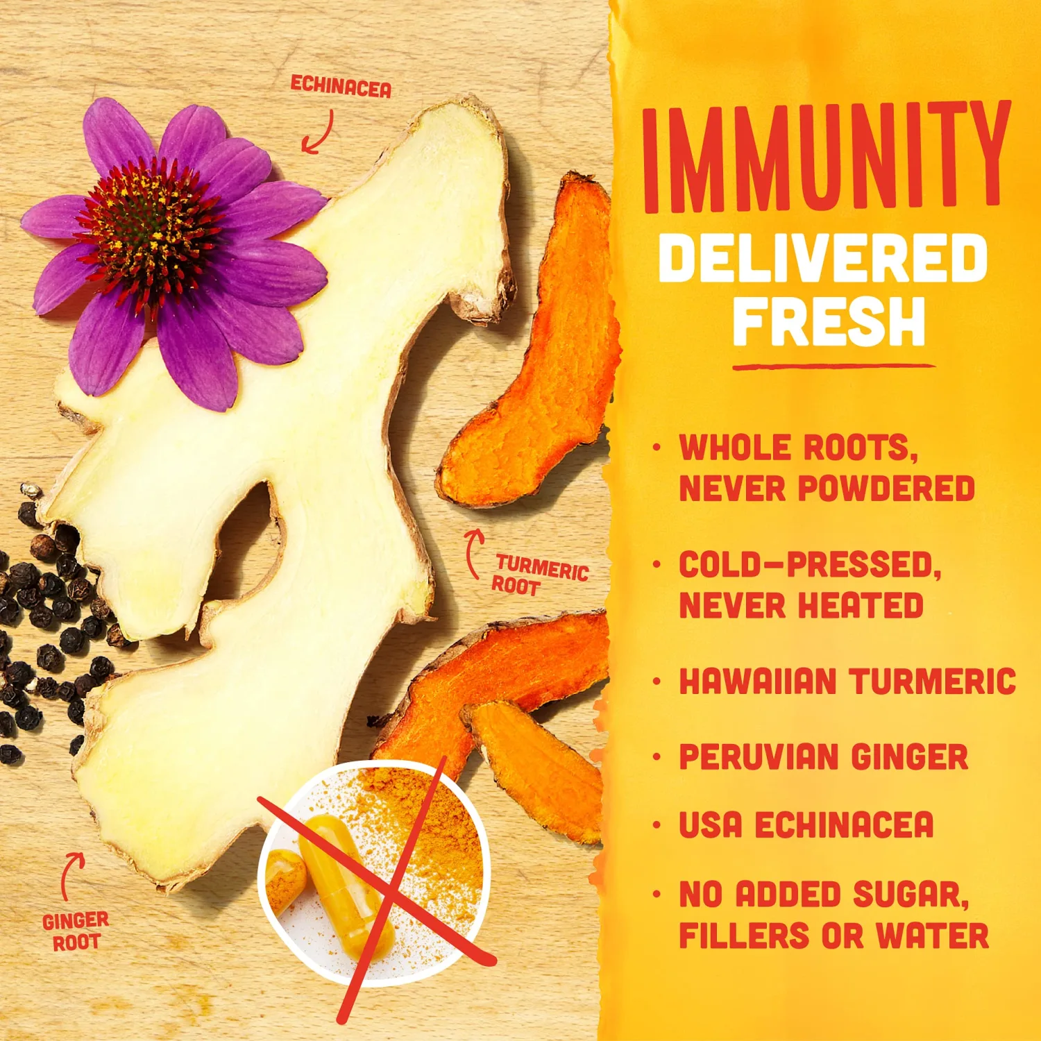 Vive Organic Immunity Boost Original Ginger & Turmeric Shot (2oz Bottle)