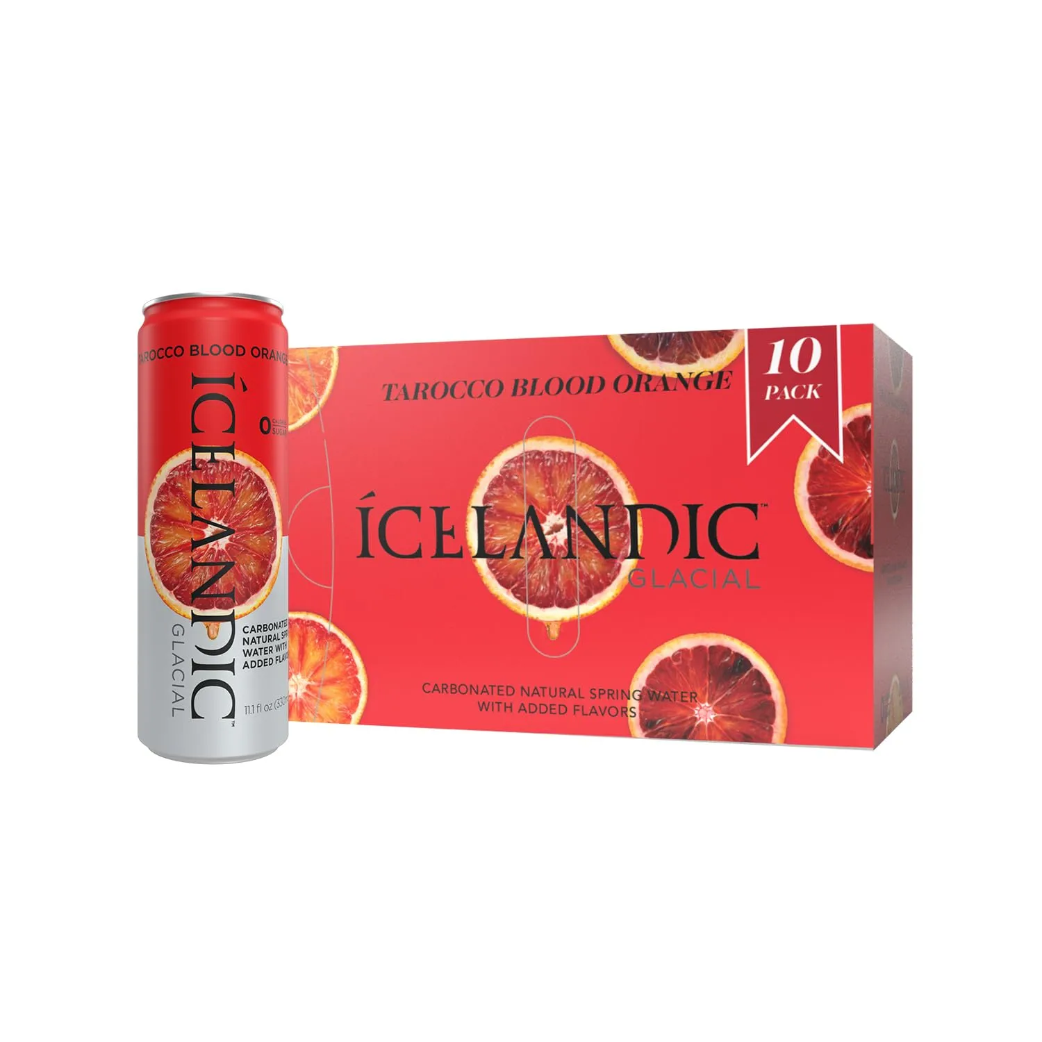 Icelandic Glacial Sparkling Water, Tarocco Blood Orange, 330 ml / 11.1 Fl Oz Cans (Pack of 10)