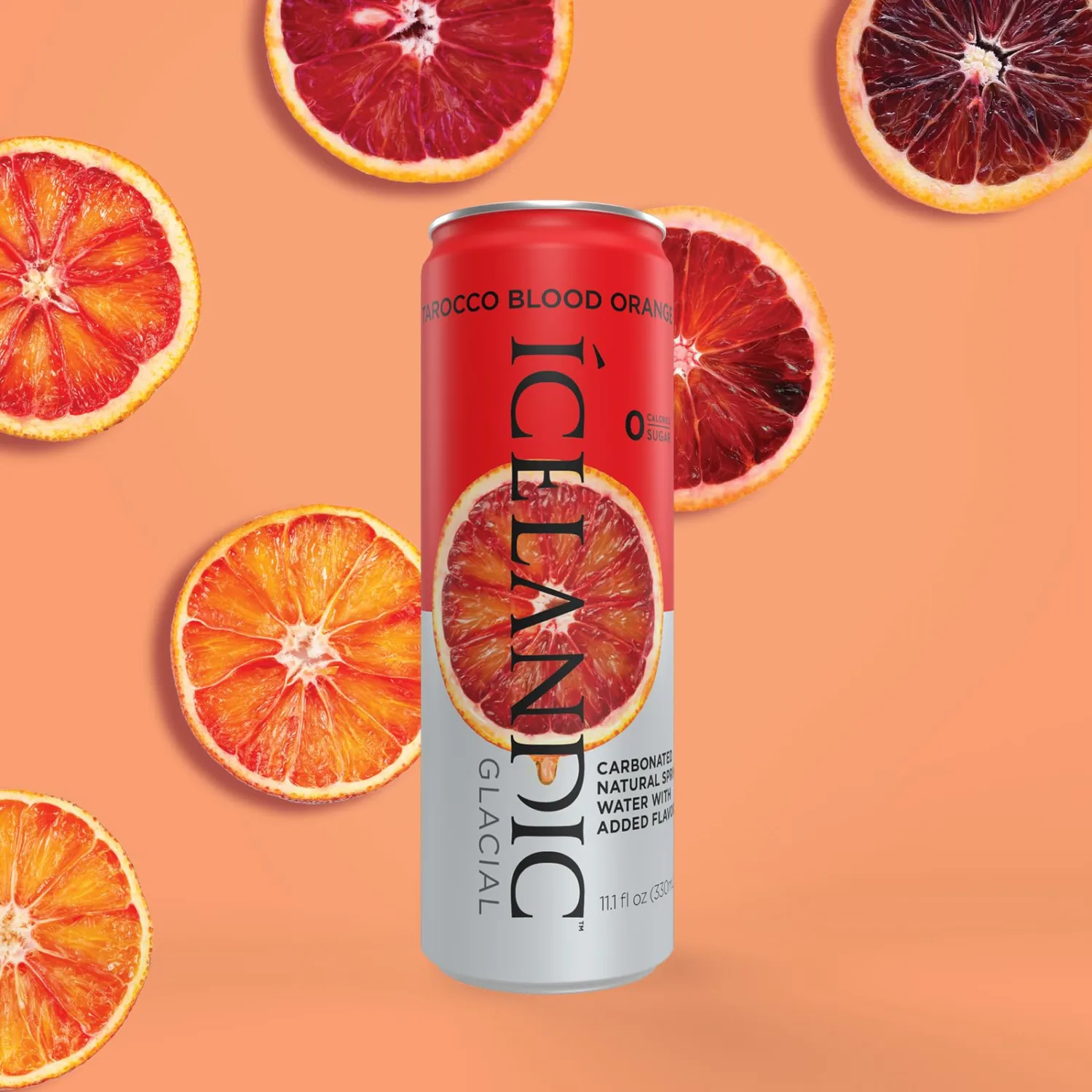 Icelandic Glacial Sparkling Water, Tarocco Blood Orange, 330 ml / 11.1 Fl Oz Cans (Pack of 10)
