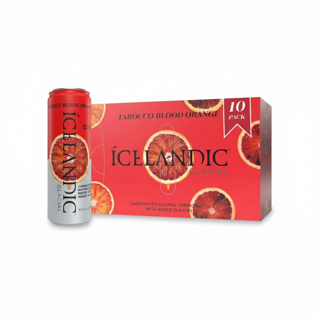Icelandic Glacial Sparkling Water, Tarocco Blood Orange, 330 ml / 11.1 Fl Oz Cans (Pack of 10)