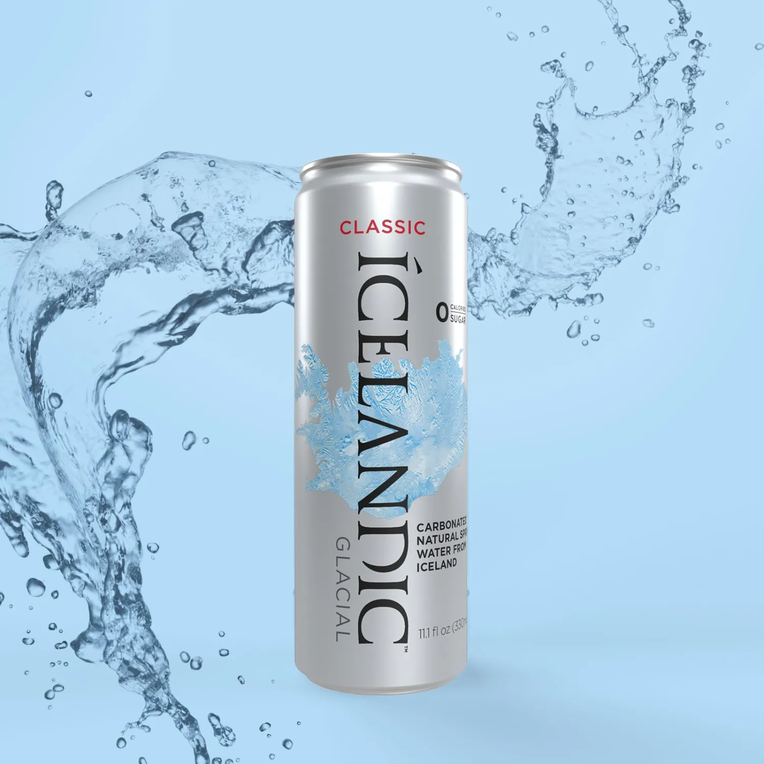 Icelandic Glacial Sparkling Water, Unflavored, 330 ml / 11.1 Fl Oz Cans (Pack of 10)