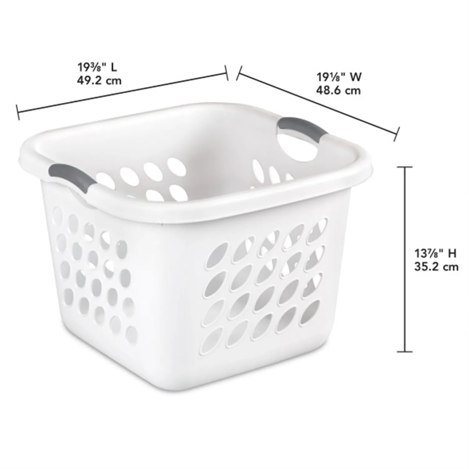 Sterilite 12 Pack Laundry Baskets, 1.5 Bushel Plastic Hampers, Ultra Square, White