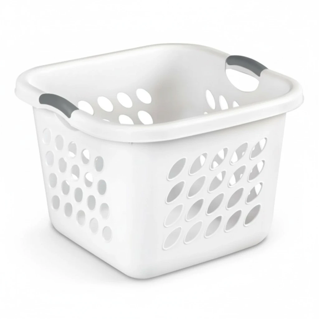 Sterilite 12 Pack Laundry Baskets, 1.5 Bushel Plastic Hampers, Ultra Square, White