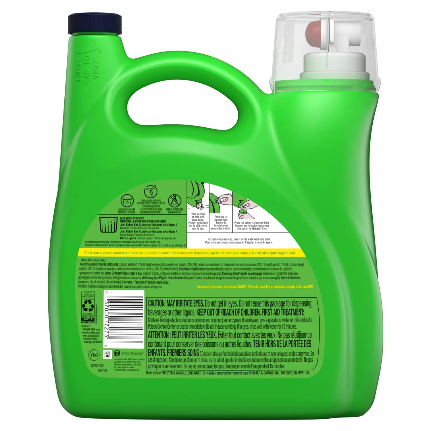 Gain + Aroma Boost Liquid Laundry Detergent Original Scent 107 Loads 154 oz HE Compatible (Pack of 2)
