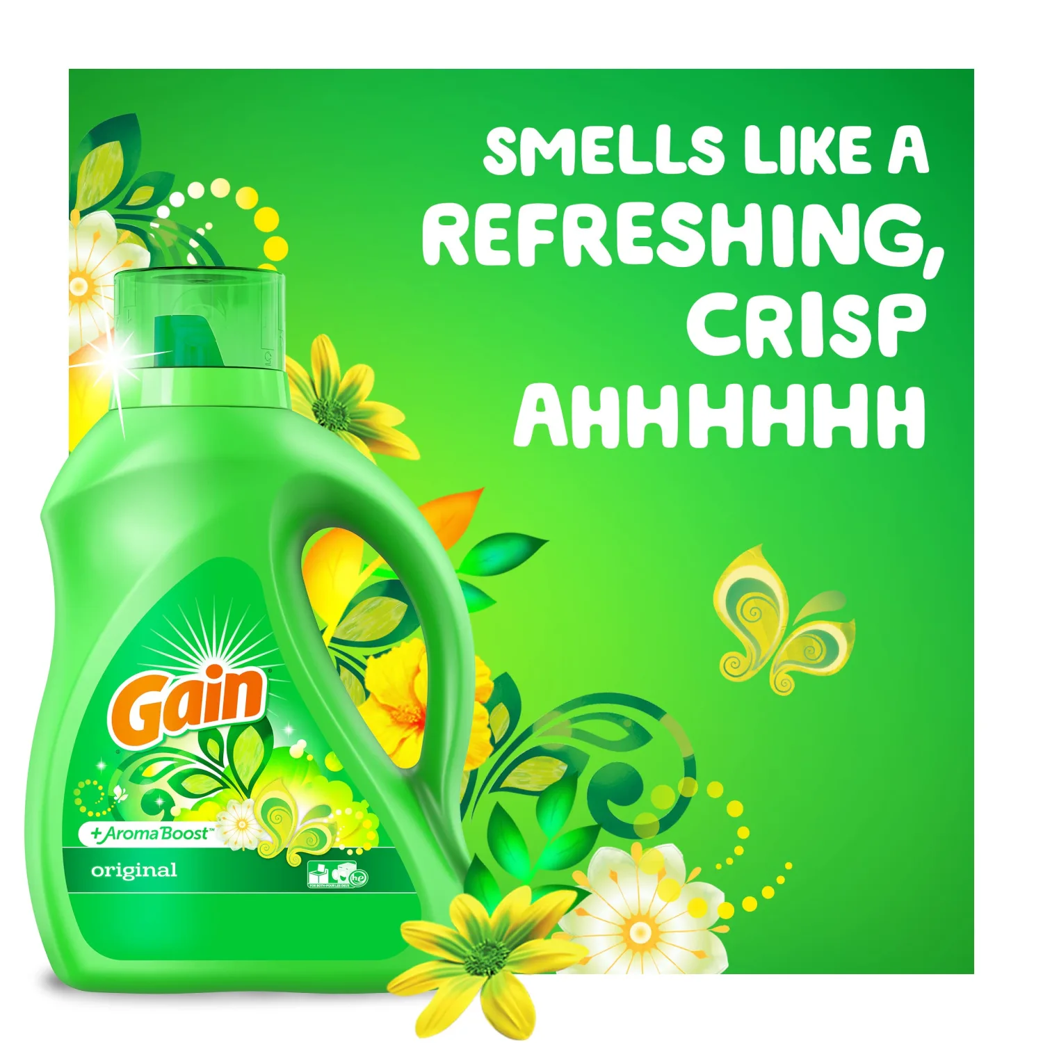 Gain + Aroma Boost Liquid Laundry Detergent, Original Scent, 128 Loads, 184 fl oz, HE Compatible