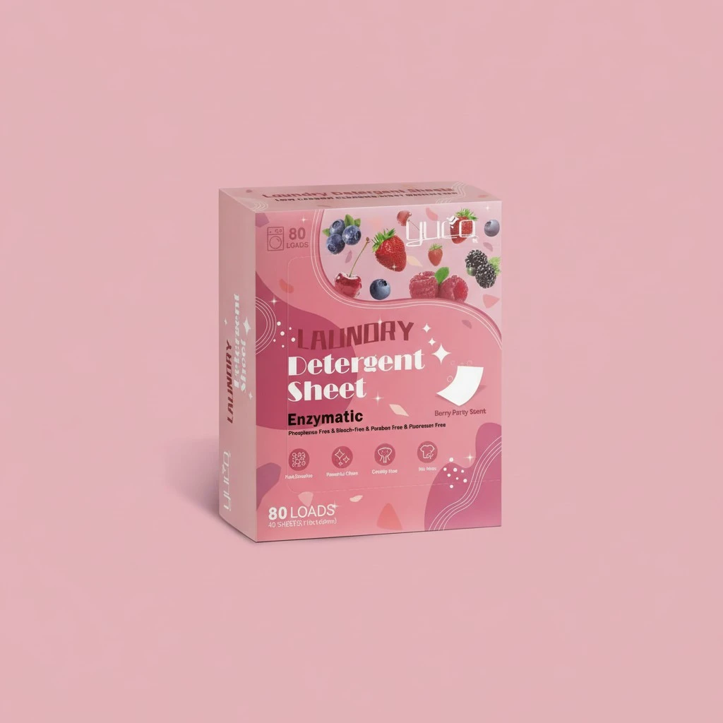 YUCO Laundry Detergent Sheets Berry Scent 80 Loads Eco Laundry Soap Washer Sheet, Liquidless Washing Detergent Sheets for Laundry for Travel, Plastic Free, Hypoallergenic