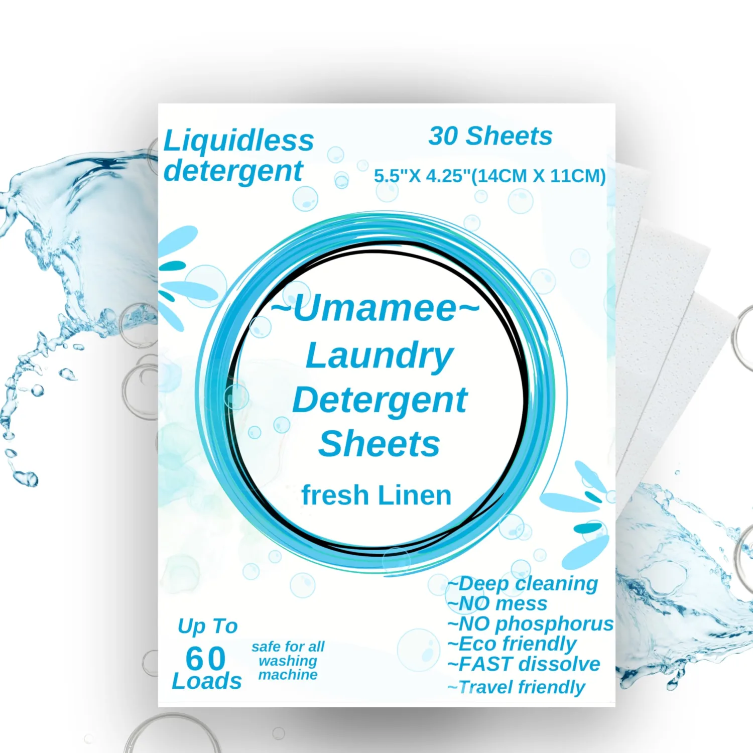 Laundry Detergent Sheets Clean Earth Fresh Scent - 60 Loads No Plastic Jug Concentrated 30 Laundry Sheets, Travel Friendly Laundry Soap Sheets