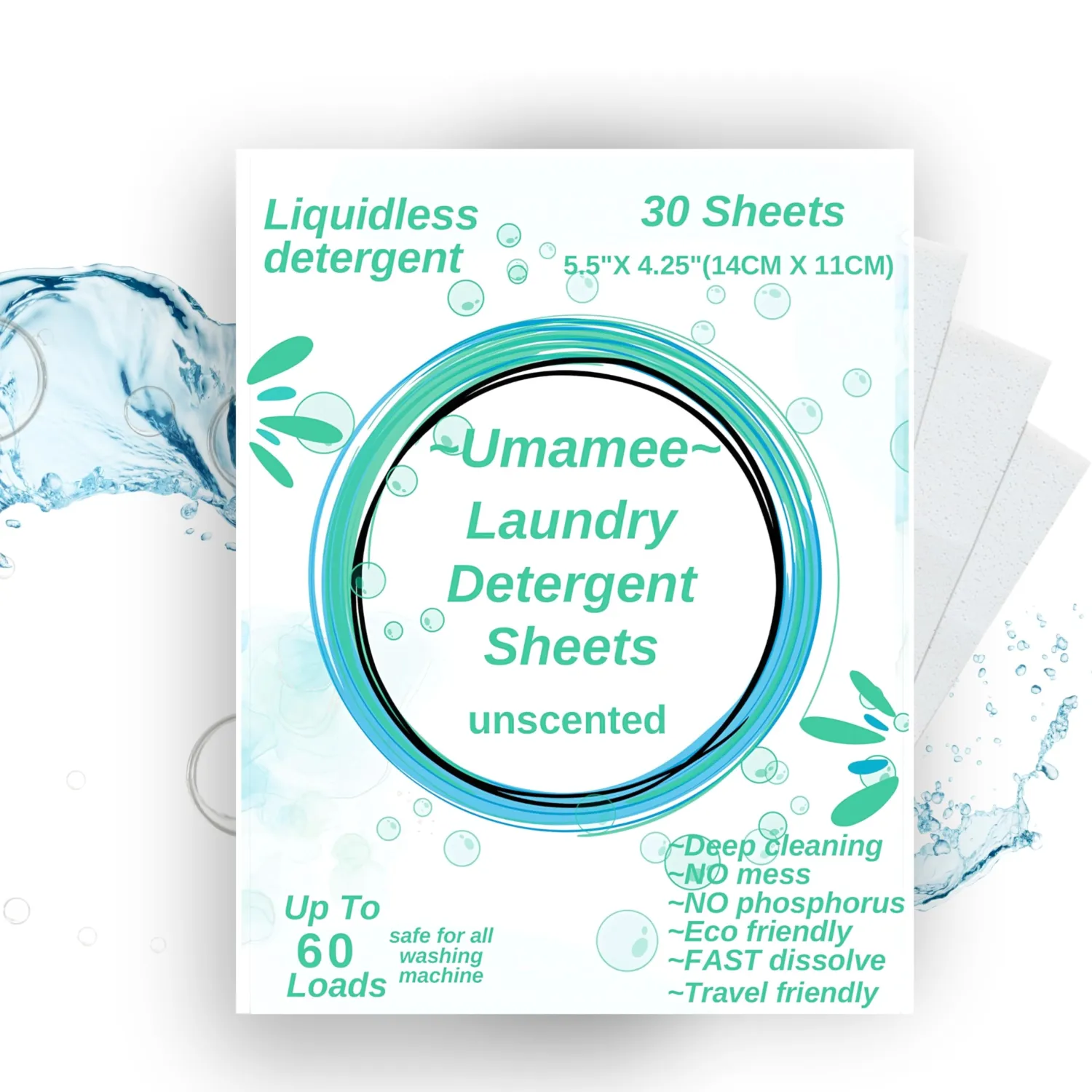 Clean Earth Fragrance Free Laundry Detergent Sheets - 60 Loads, Concentrated, No Plastic Jug, 30 Sheets, Travel Friendly Laundry Soap