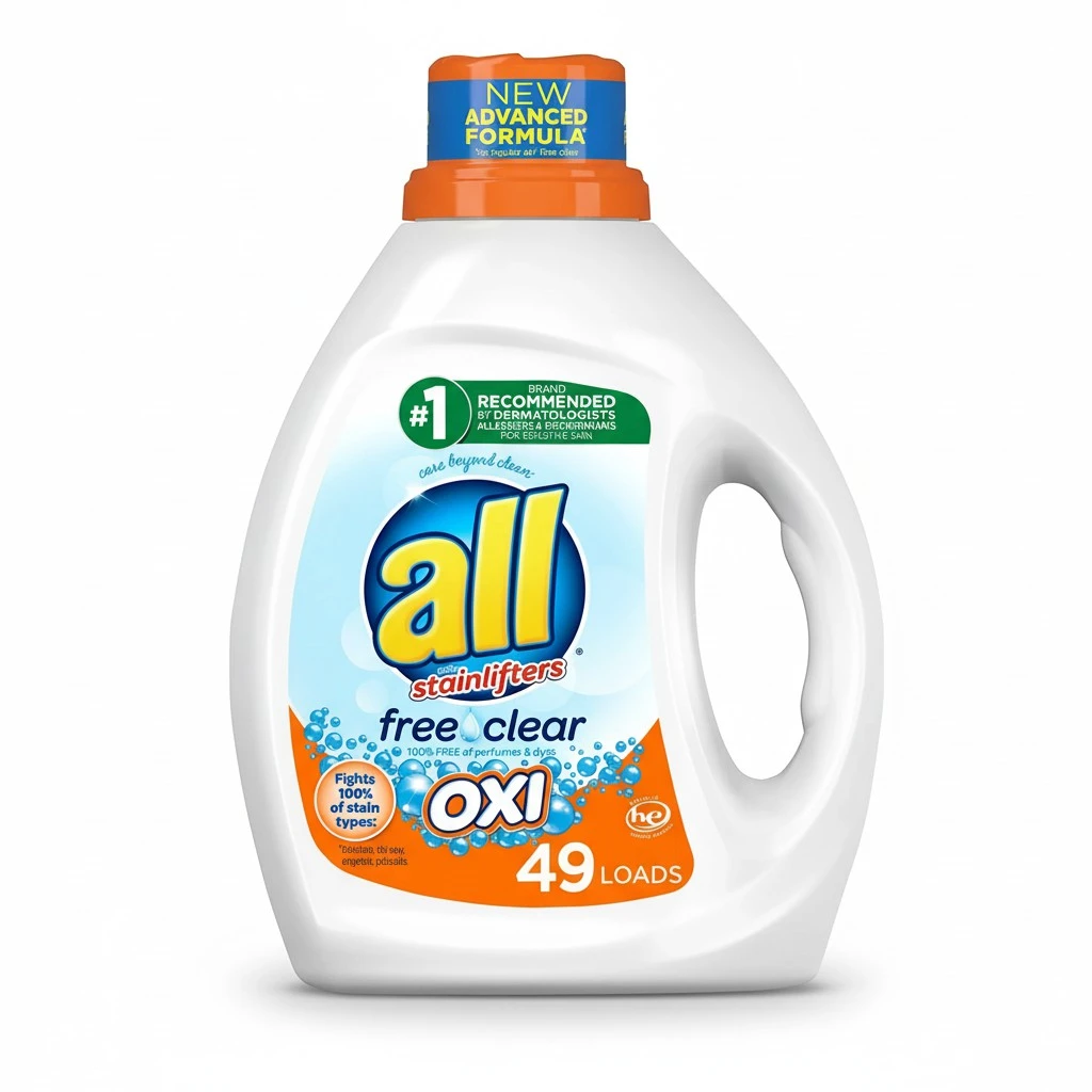 All Liquid Laundry Detergent with Oxi Stain Removers and Whiteners, Free Clear, 49 Loads, 88 Fluid Ounce