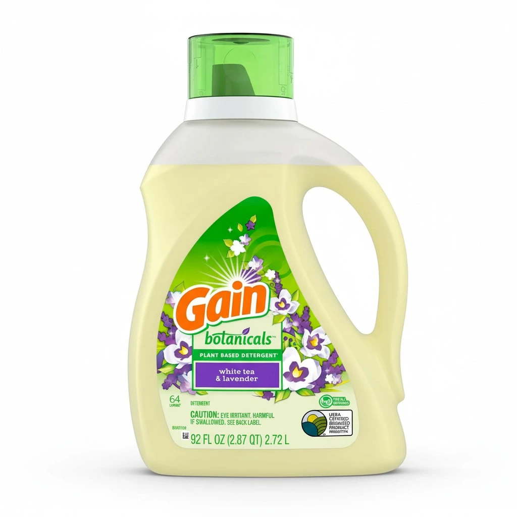 Gain Botanicals Plant Based Laundry Detergent, White Tea & Lavender, 64 Loads 92 fl oz, HE Compatible