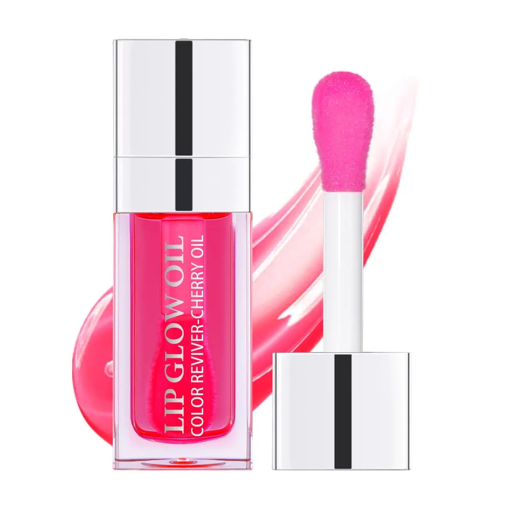 Hydrating Lip Glow Oil, Moisturizing Lip Plumper Gloss, Transparent Plumping Lip Gloss, Lip Oil, Lip Balm for Lip Care and Dry Lips (New Cherry)