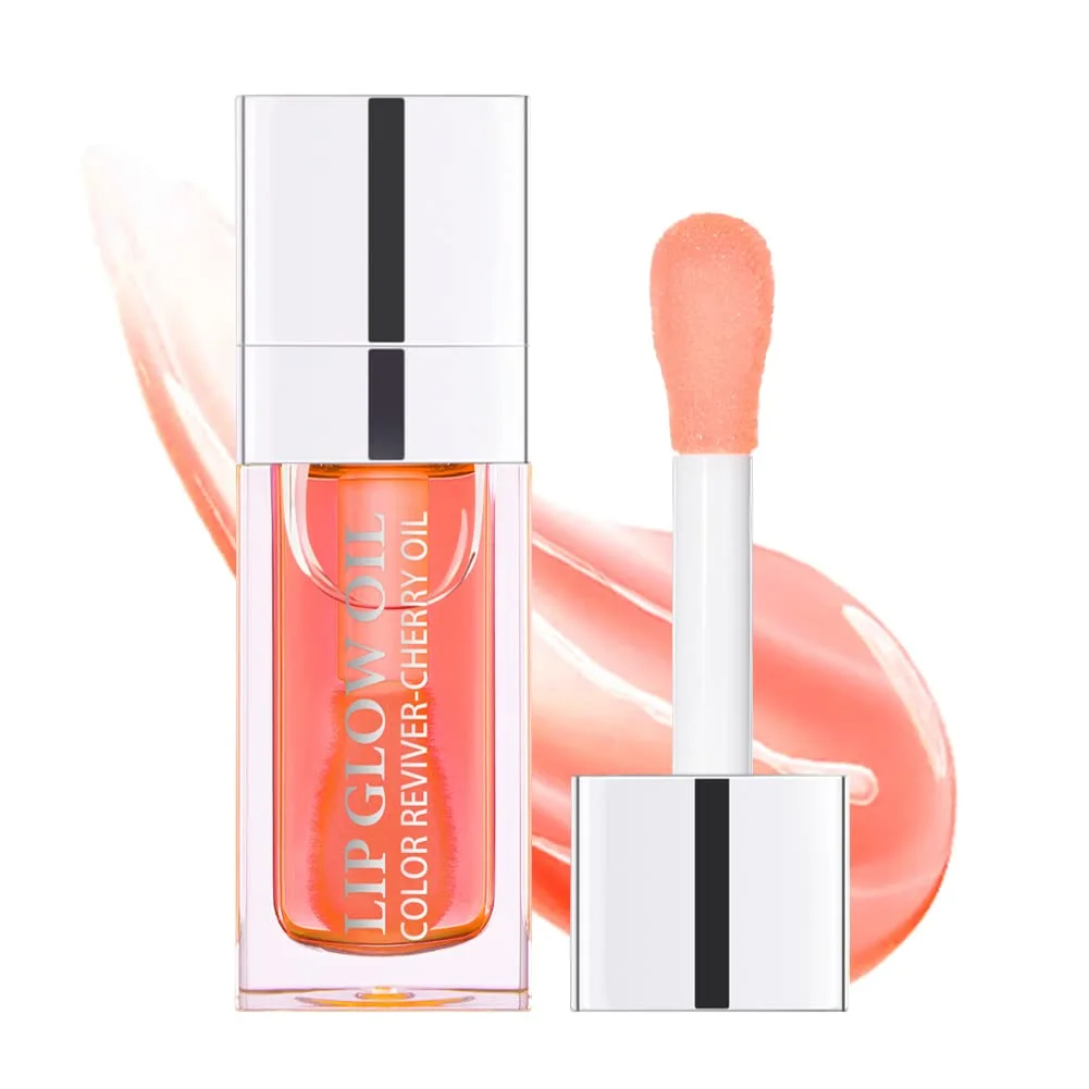 Hydrating Lip Oil Plumper Gloss - Moisturizing, No-Sticky Lip Balm for Soft, Smooth Lips (Pink)