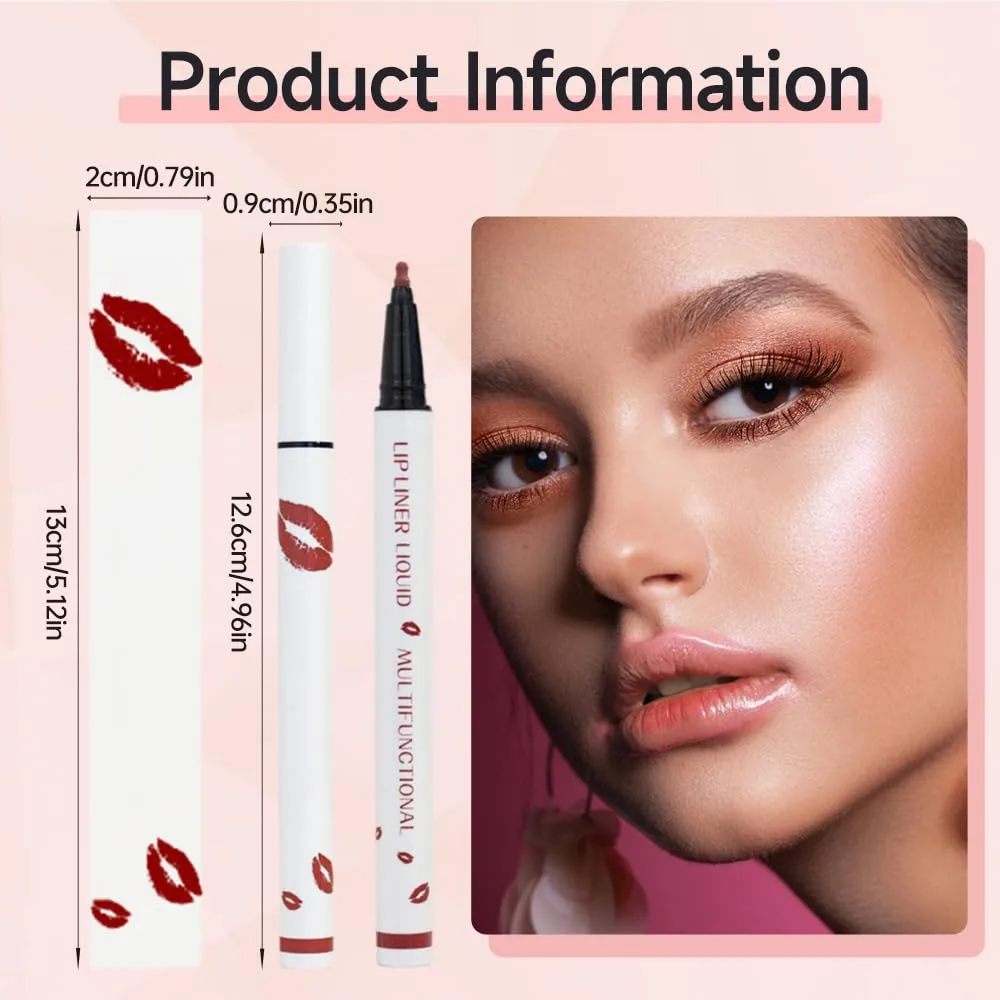 Lip Liner Stain, 2025 New Formula Lip Liner, Liquid Lip Liner Pen Submarine Liquid Lip Liner,2-in-1 Waterproof Longwear Liquid Lip Liner (0#6, S)