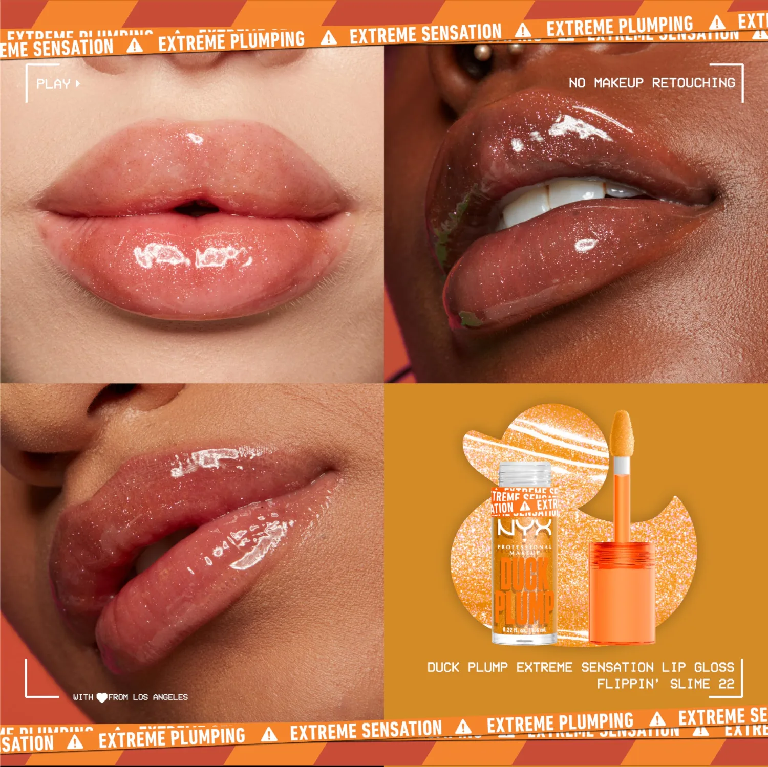 NYX PROFESSIONAL MAKEUP Duck Plump High Pigment Lip Gloss, Lip Plumper Gloss with Spicy Ginger - Flippin Slime