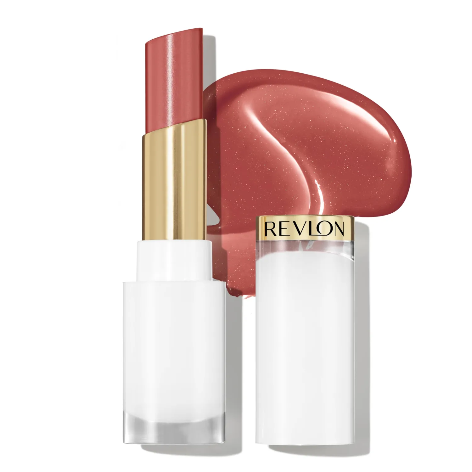 REVLON Super Lustrous Glass Shine Balm, Hydrating Tinted Lip Balm, Sheer, Glossy Shiny Finish, 004 Nude Illuminator, 0.11 oz