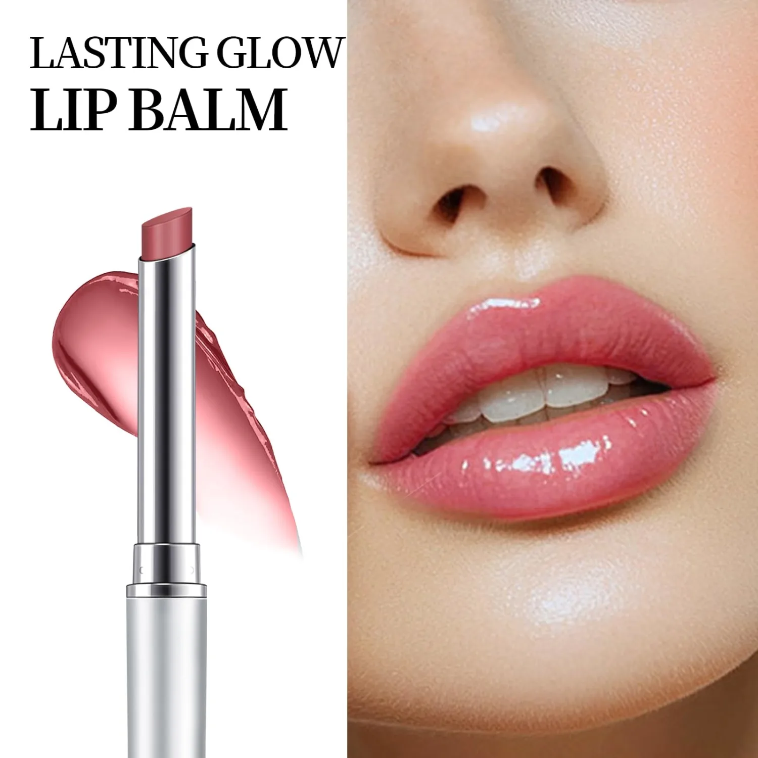 Pink Tinted Lip Balm Lipstick, Hydrating Natural Glossy Sheer Lip Balm, Moisturizing Lipstick Makeup Lip Care for Repairing Dry Lips