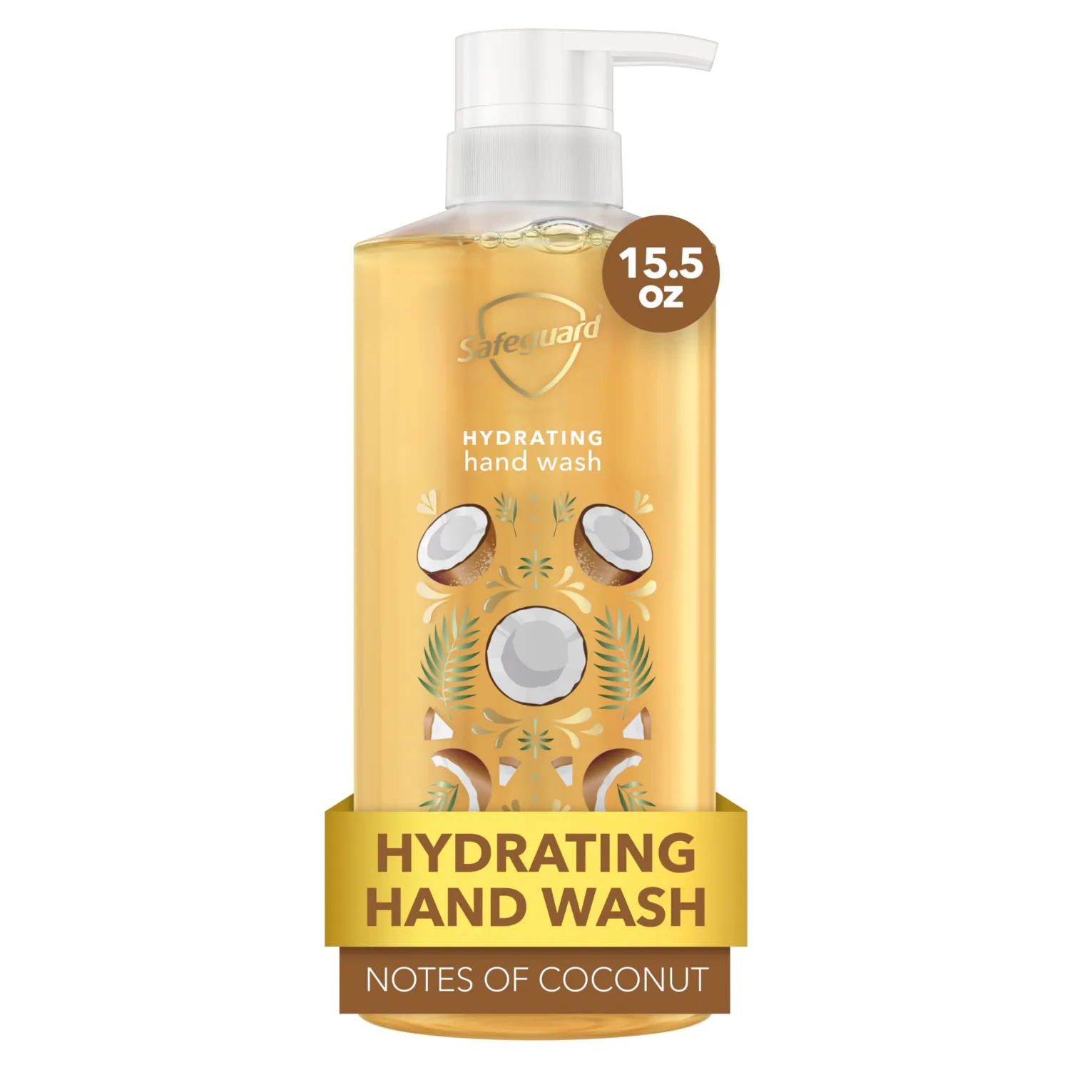Safeguard Hydrating Liquid Hand Soap, Coconut Scent, Made with Plant Based Cleansers, 15.5 oz