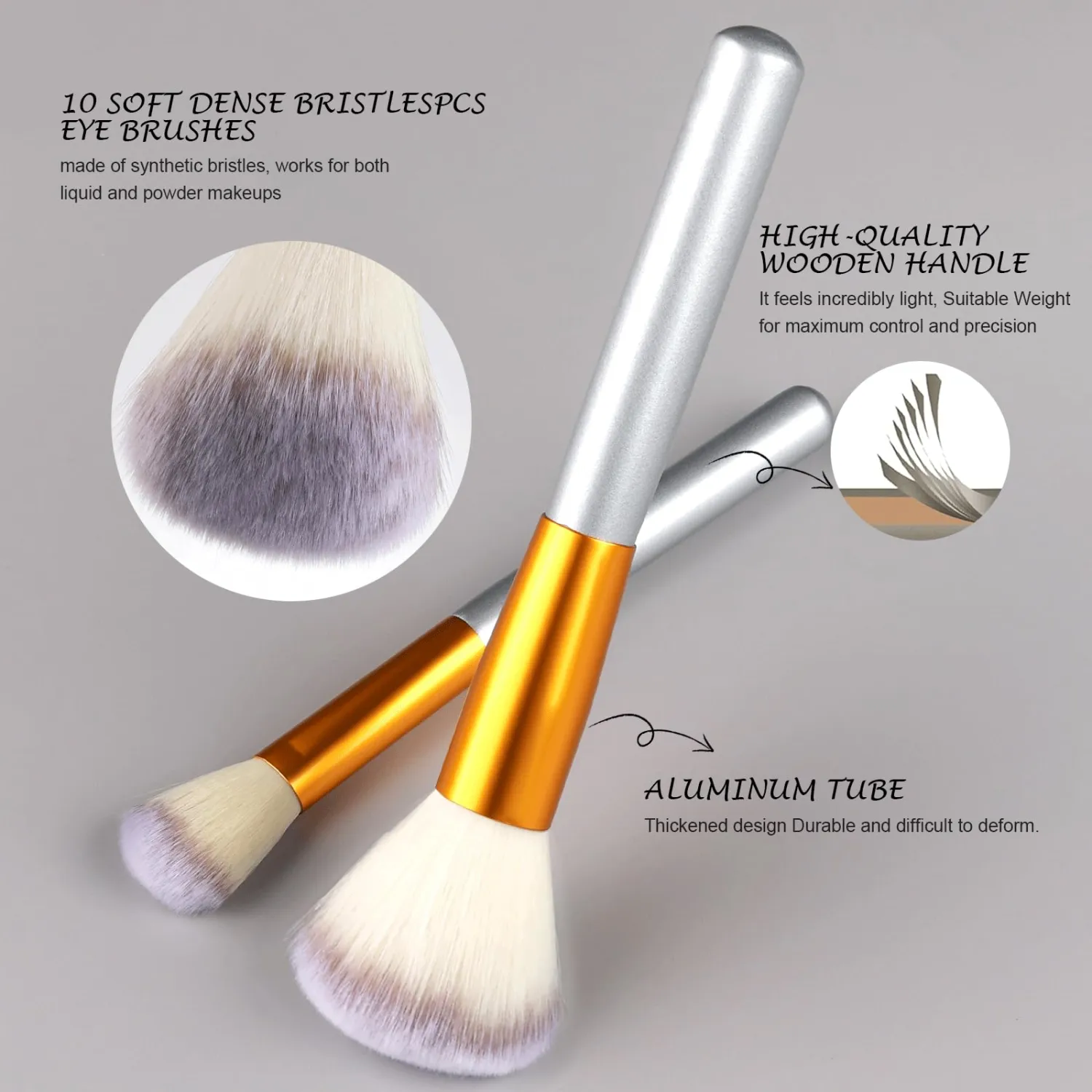 VANDER Makeup Brushes, 24pcs Premium Synthetic Makeup Brush Set for Foundation, Professional Eyeshadow, Eyeliner, Concealer Make up Brush Kit (Without Makeup Bag) Champagne