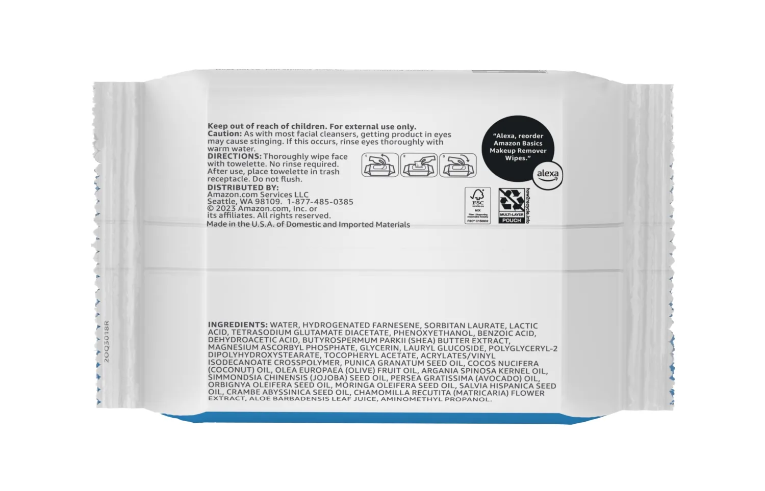 Amazon Basics Fragrance Free Makeup Remover Wipes, 25 wipes