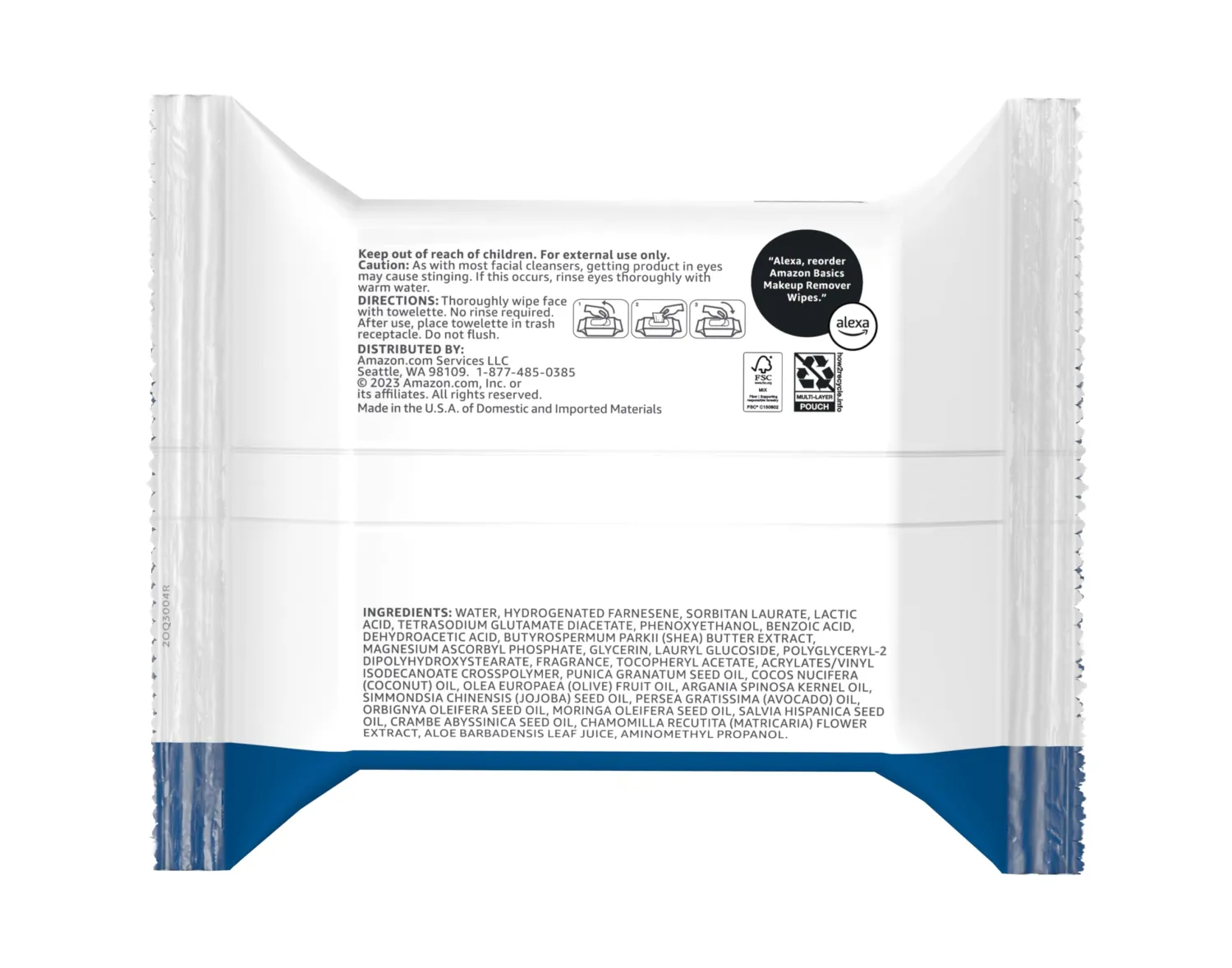 Amazon Basics Makeup Remover Wipes, 25 wipes