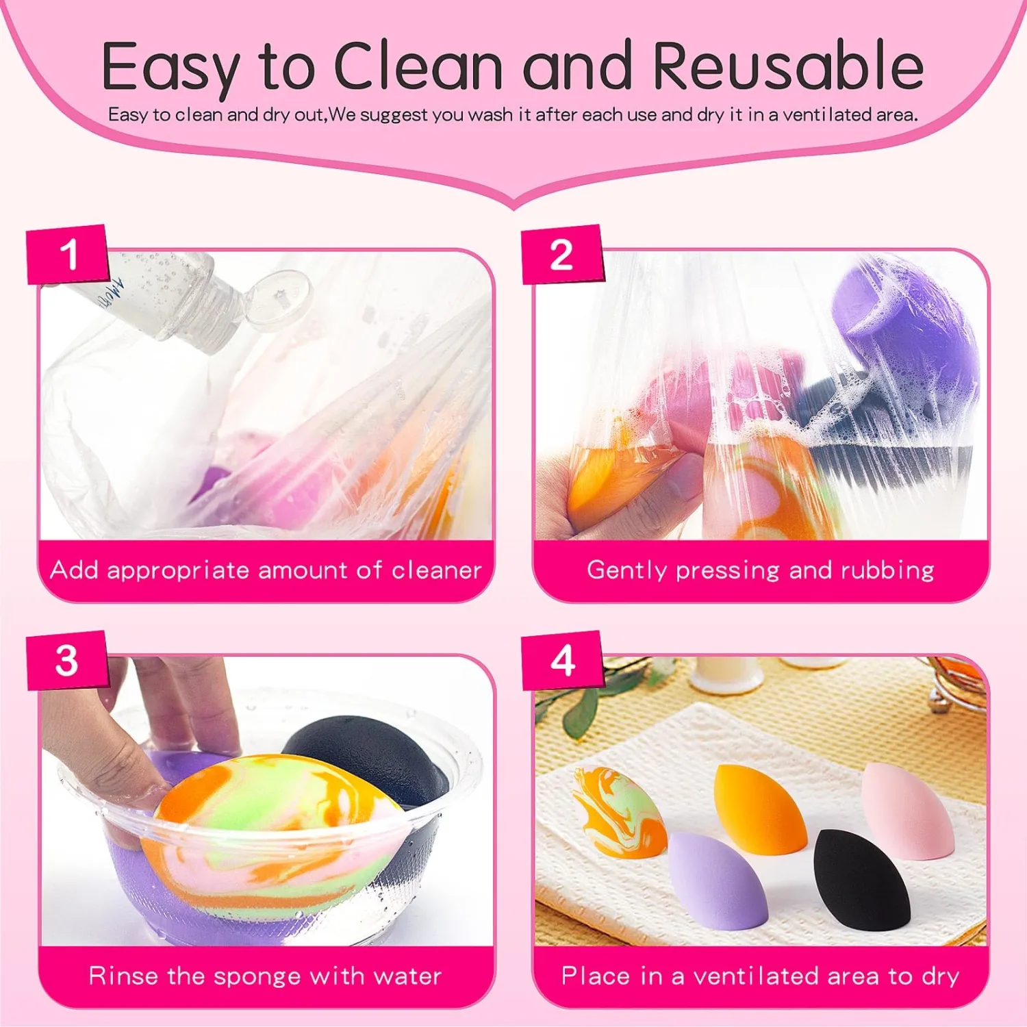 Beauty Blender Makeup Sponge, 1 Count One Packing, Blender Liquid Foundation,Powders and Creams,Streak Free/Latex-Free/Cruelty-Free &Vegan(Peach Shape) (5 Pcs Drip)