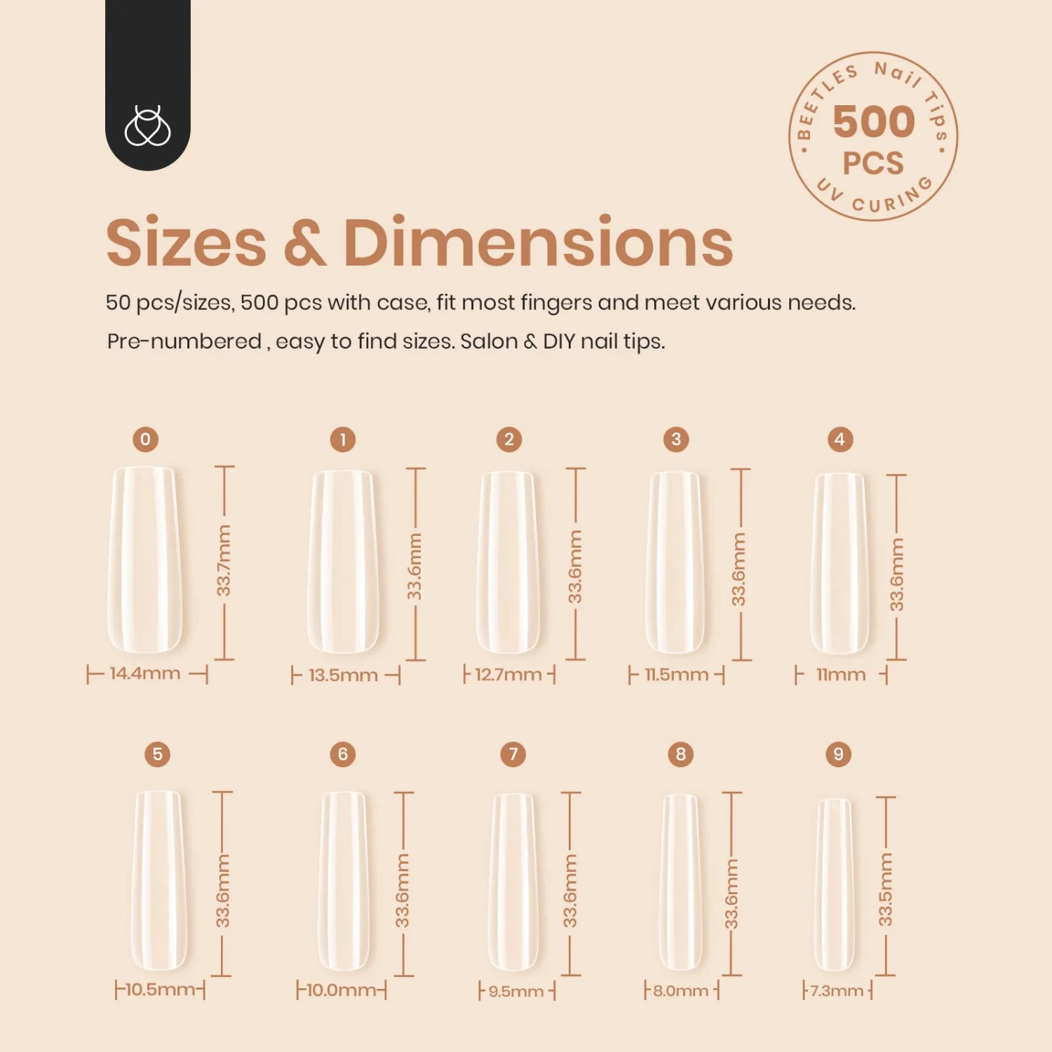 Beetles Gel Nail Kit Gel Nail Tips, 500Pcs Pre-shaped Long Square Gelly Tips Clear Press on Nail Tips Full Cover False Nails for Gel Art Soak Off Nail Extensions Acrylic Nails Women Gifts