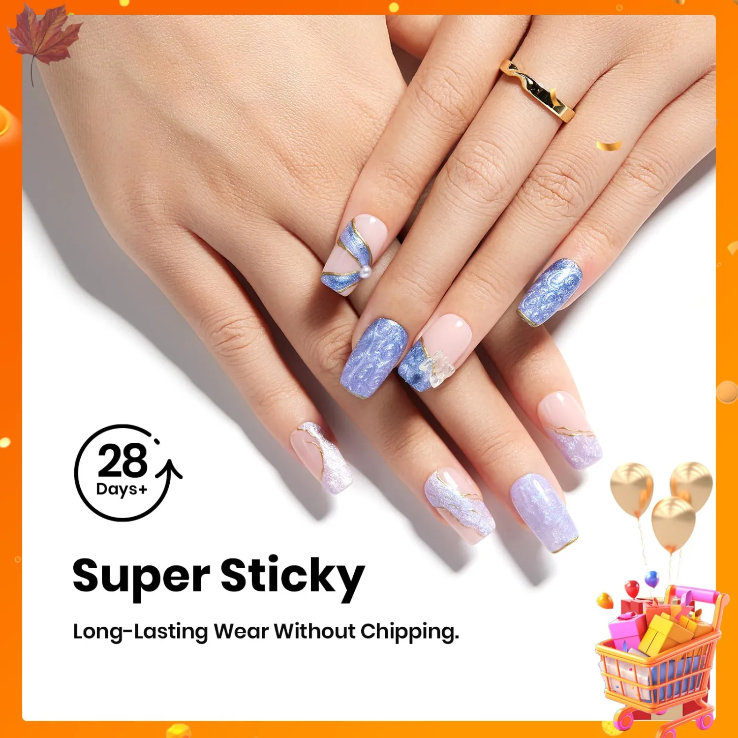 Beetles Gel Polish 9 in 1 Nail Glue with New Formula, 0.5 Fl Oz Super Strong Brush in Nail Gel Glue for False Nails Tips, Rhinestone, Base Gel, Blooming Nail Gel