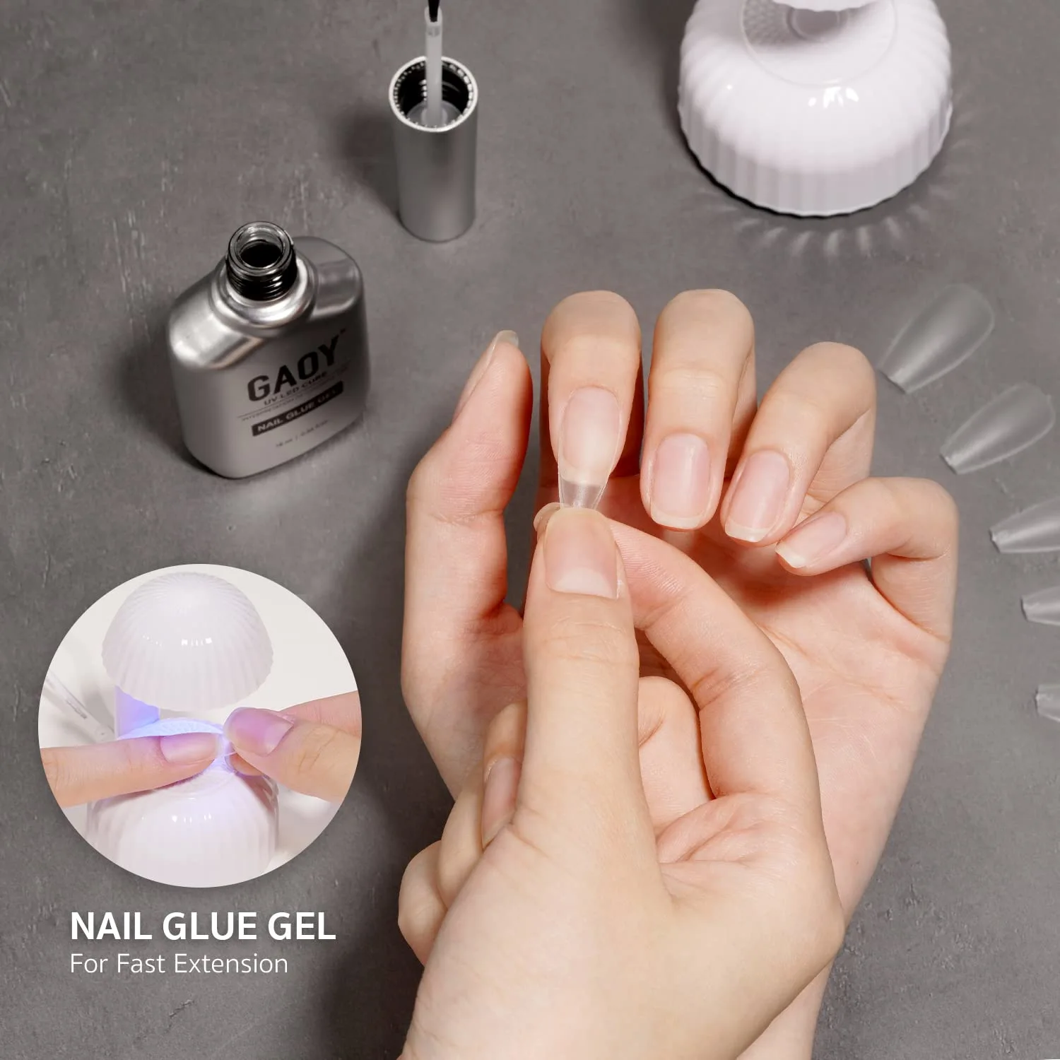 GAOY Nail Glue Gel, 2 in 1 Nail Glue and Base Gel for Acrylic Nails Tips, 16ml Glue Gel for Press on Nails, Nail Lamp Needed