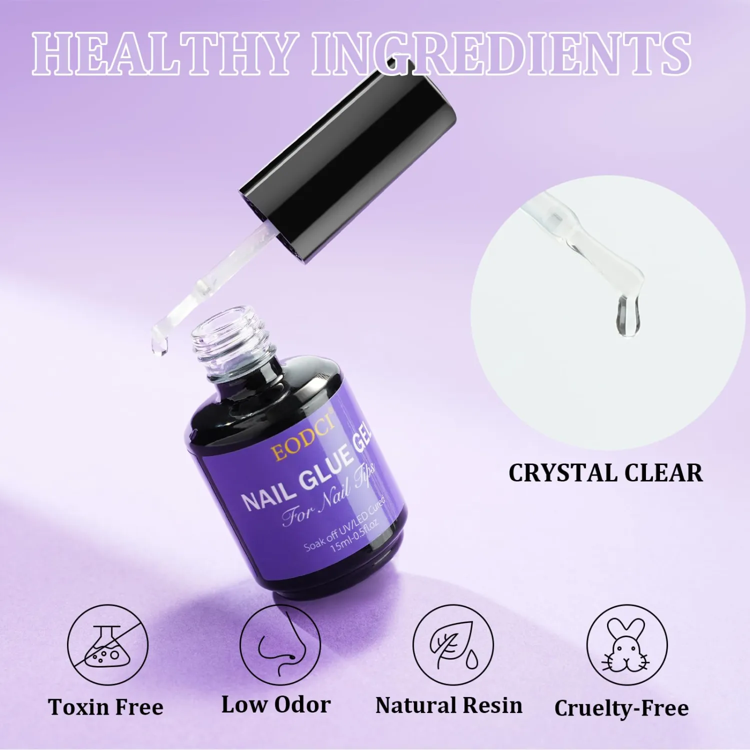 Gel Nail Tips Glue, 15ml Nail Glue Gel Soak Off Glue Super Strong Nail Glue U V Cured Needed Acrylic Nail Gel for Nails Extension Fake Nails Press On Nails