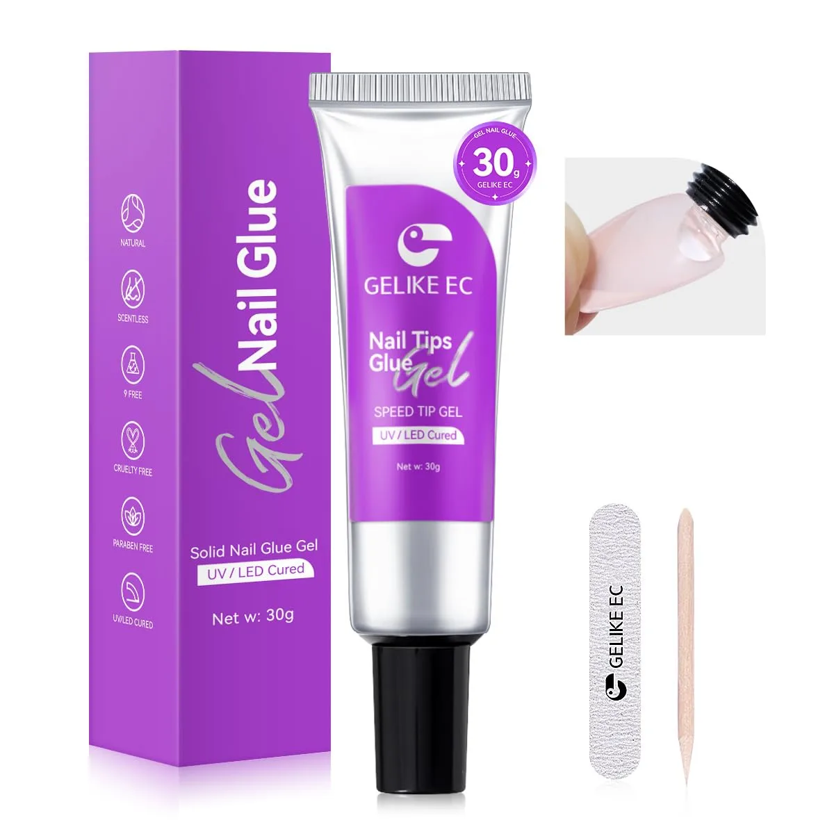 Gelike EC Solid Glue Gel for Nail - Adhesive for Press on Tips 30g
