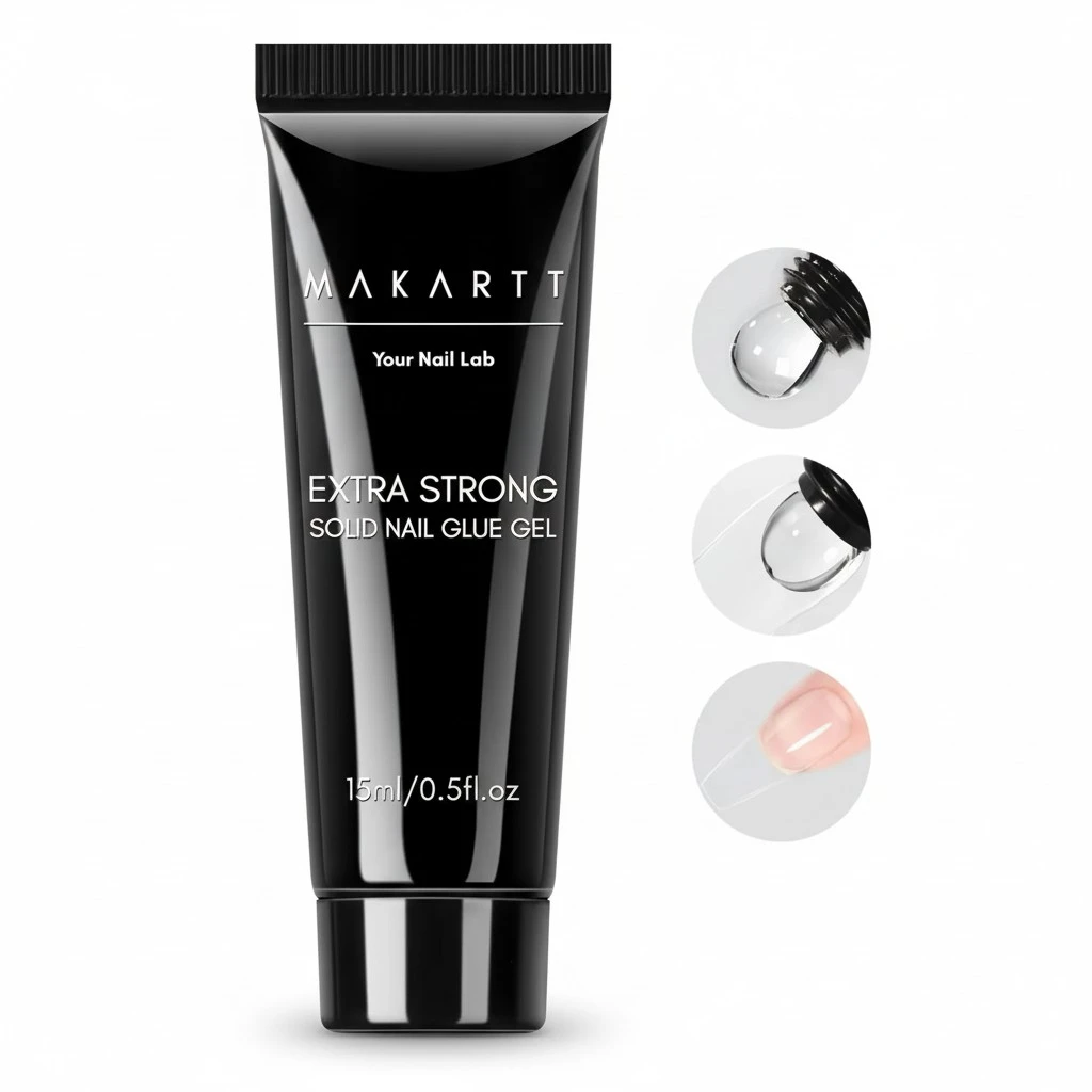 Makartt Solid Nail Glue: Clear Gel for Press On Nails - Long-Lasting & Super Strong - 15ML