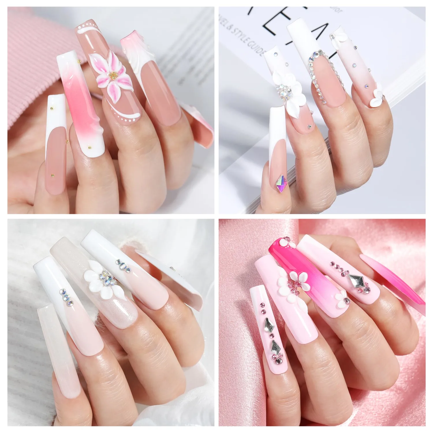 UNA GELLA XXL Square False Nails, 216pcs, No C Curve, Straight, Extra Long, Clear, Press On Nails Tips for Gel Nail Extensions, 12 Sizes