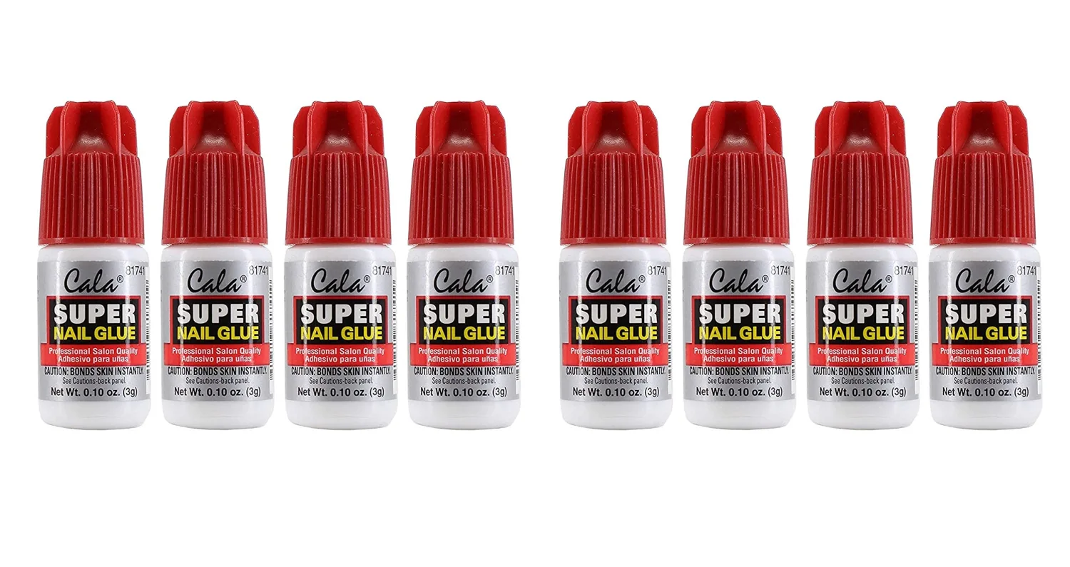 Cala Super Nail Glue Professional Salon Quality | Quick and Strong Nail Liquid Adhesive (8 Bottles)