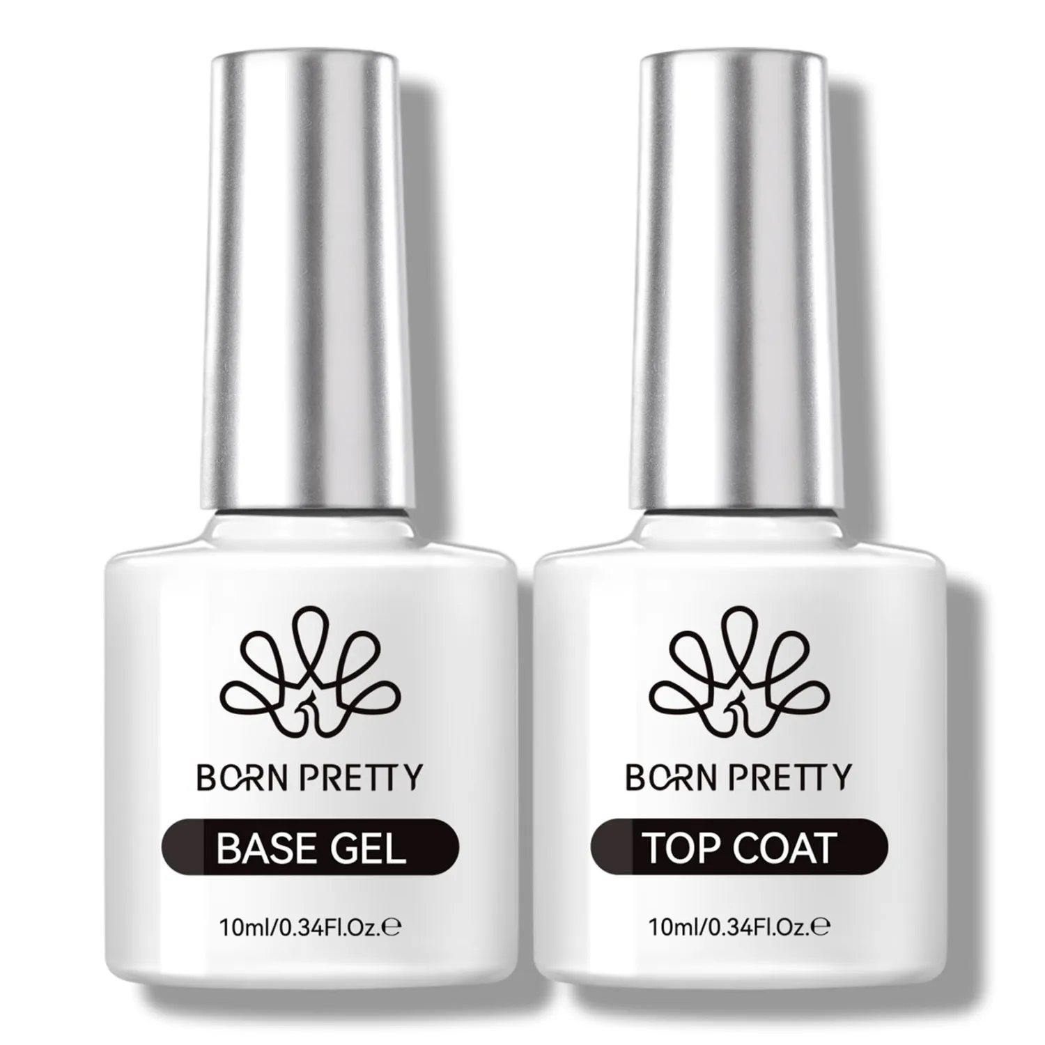 Born Pretty 3Pcs Base & Top Coat Set, No Wipe Gel Matte Top Coat & High Glossy Top Coat, Base Gel for Long Lasting Nails Shine Finish, Nail Art DIY Design Manicure Gifts for Women 3-Pack