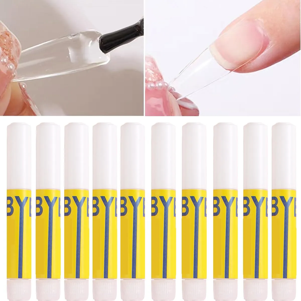 Nail Glue, 10 Pcs Nail Glue for Nail Tips, Acrylic Nails Glue False Nail Tips Glue for Broken Nails Adhesive Super Bond for Press on Nails Glues Fast Drying Fake Nails Tips Glues (2g)
