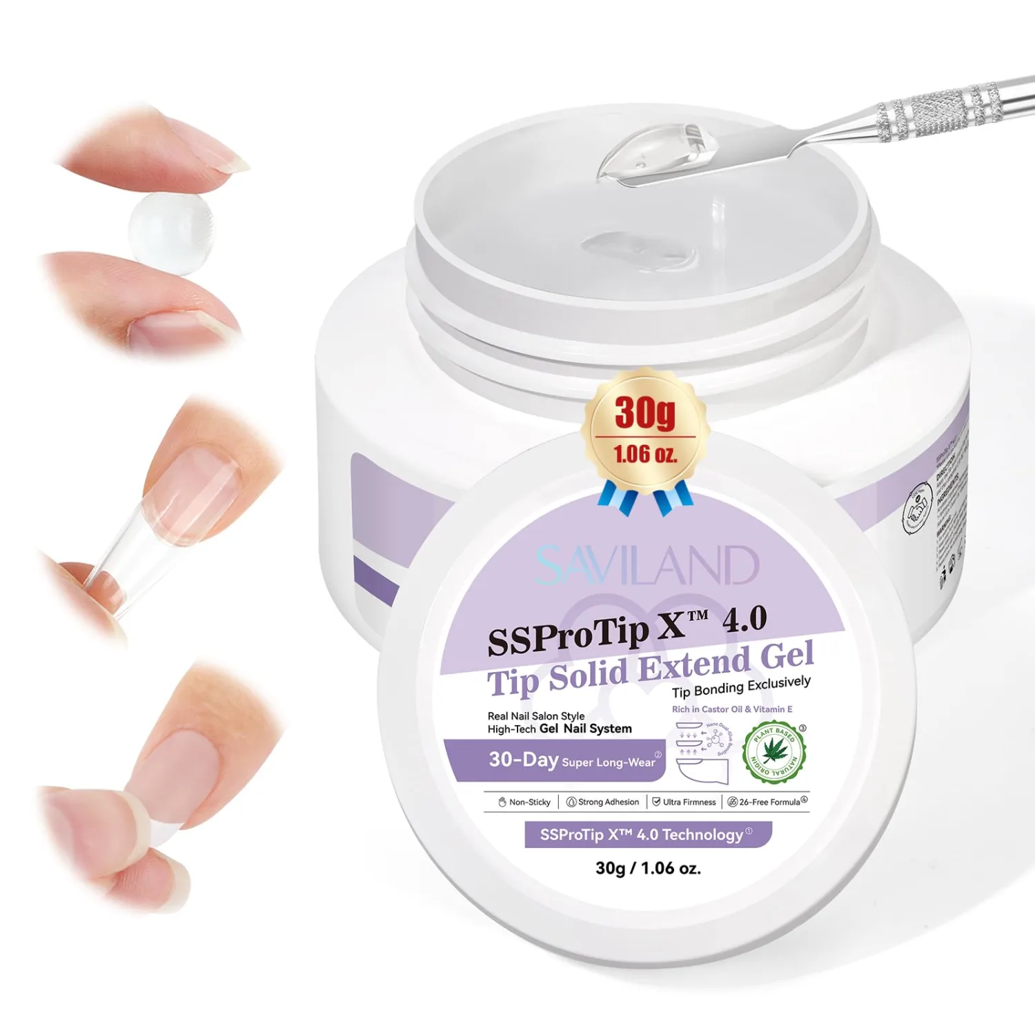 SAVILAND 30g Solid Nail Glue Gel: 30-Day Long Wear 2024 Gel Nail Glue Solid Gel Strong Adhesive for False Tips 3D Sculpture U V Cured Nail Enthusiasts Home DIY